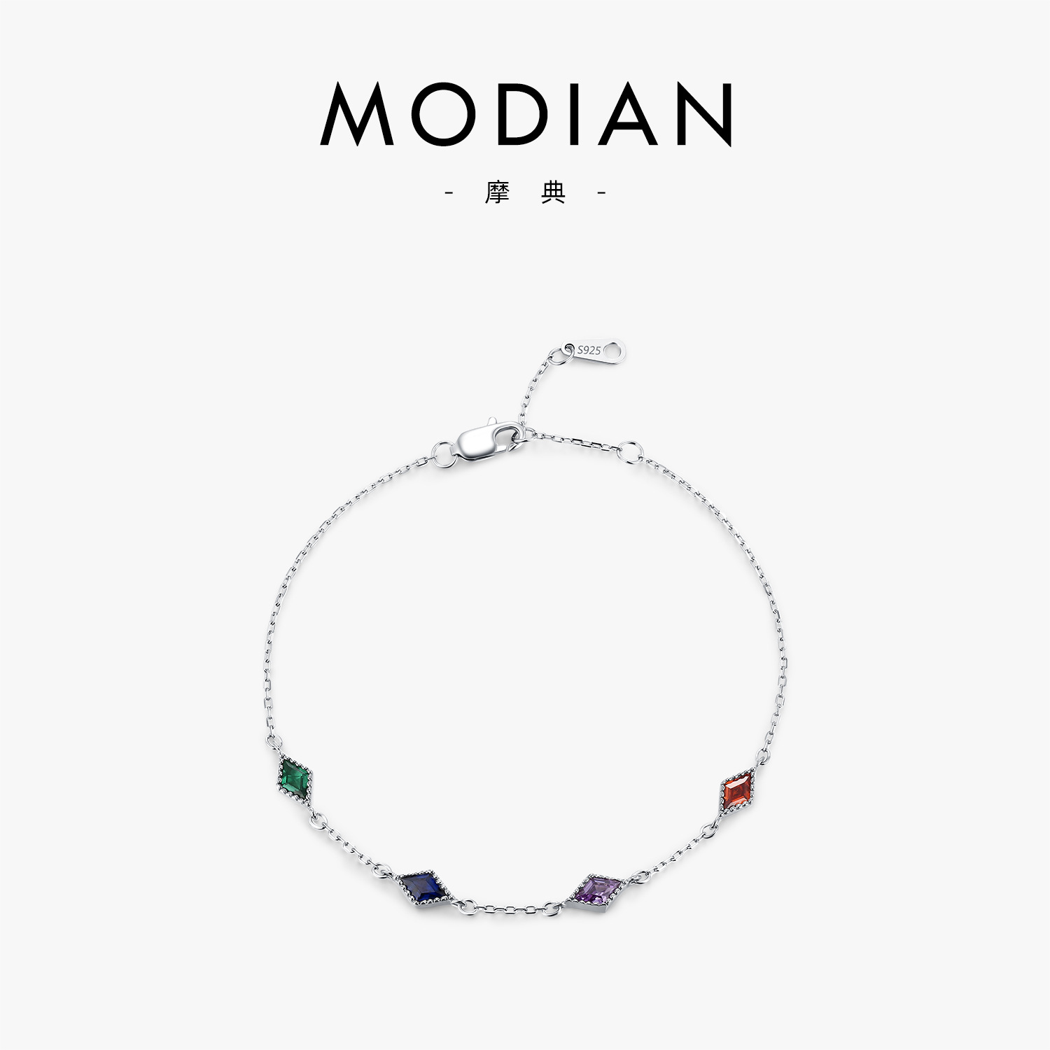 The S925 Sterling Silver Geometric Diamond Bracelet