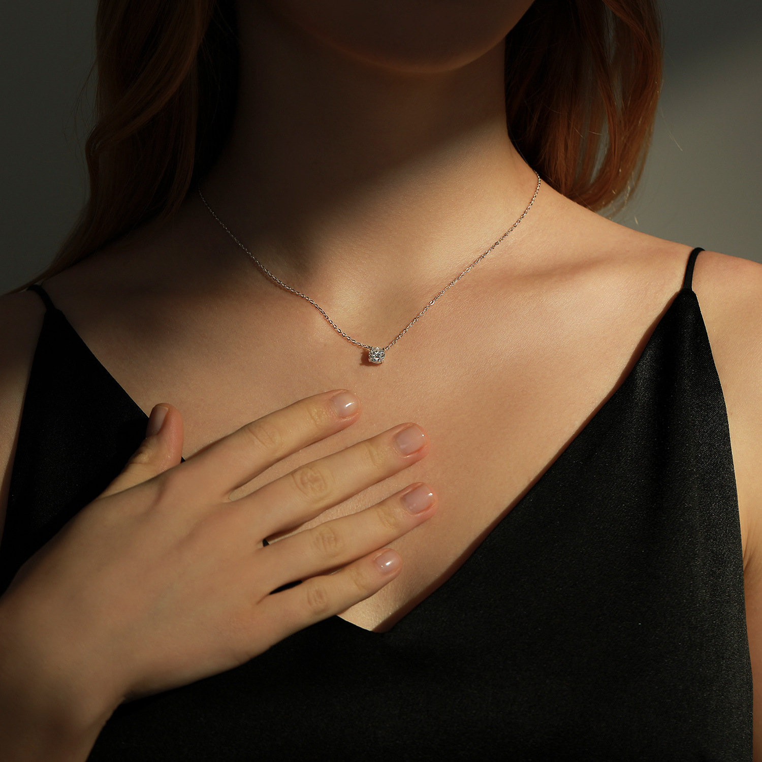 The S925 Sterling Silver Four-Prong Moissanite Necklace - Image 2