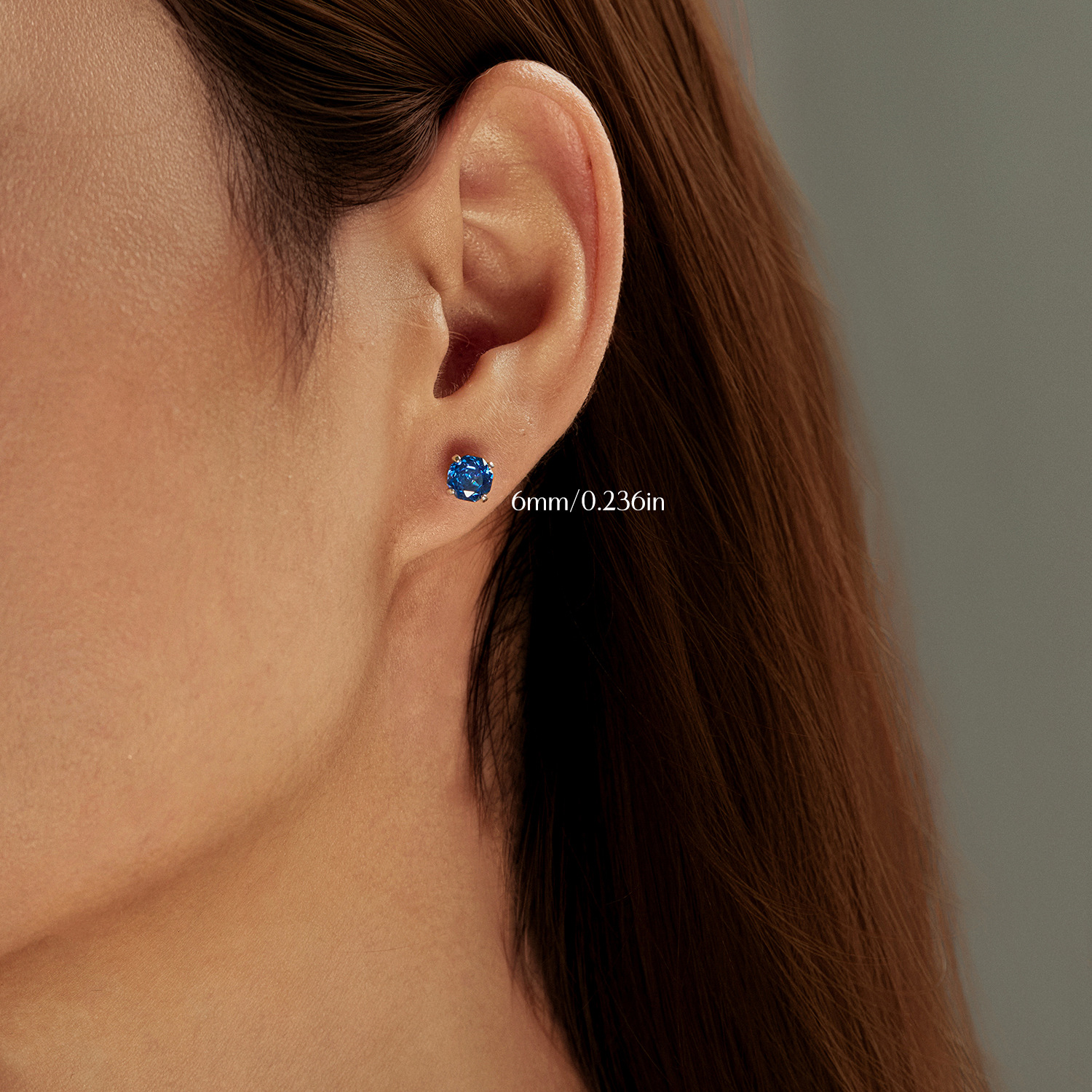 The S925 Sterling Silver Octagon Royal Blue Rose Cut Ear Stud - Image 3