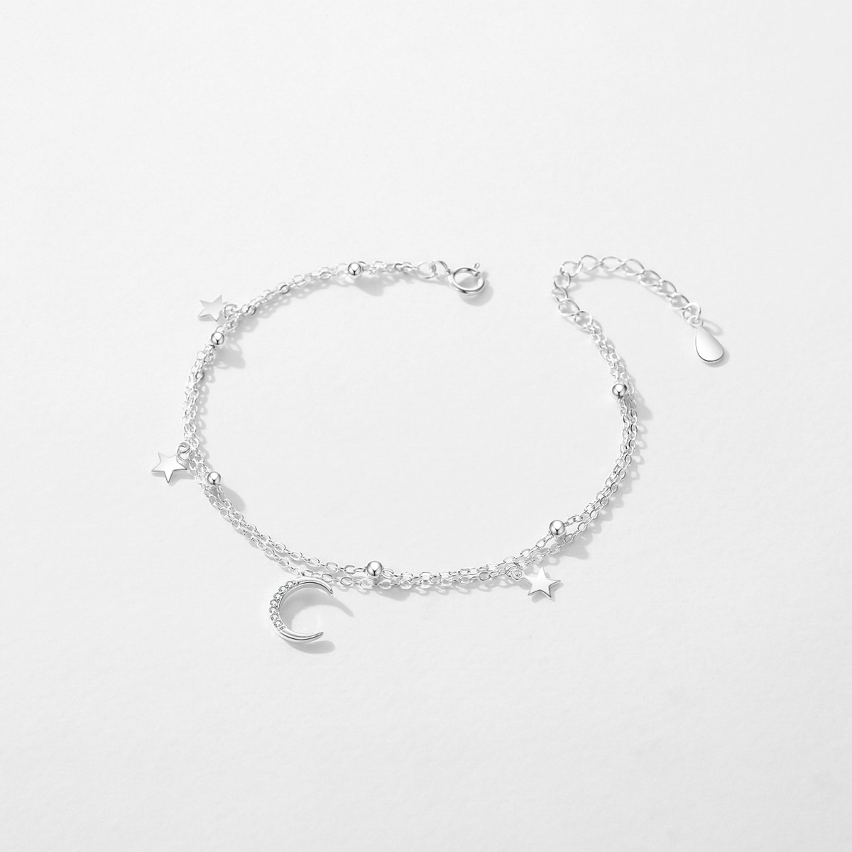 The S925 Sterling Silver Star Moon Layered Bracelet - Image 4