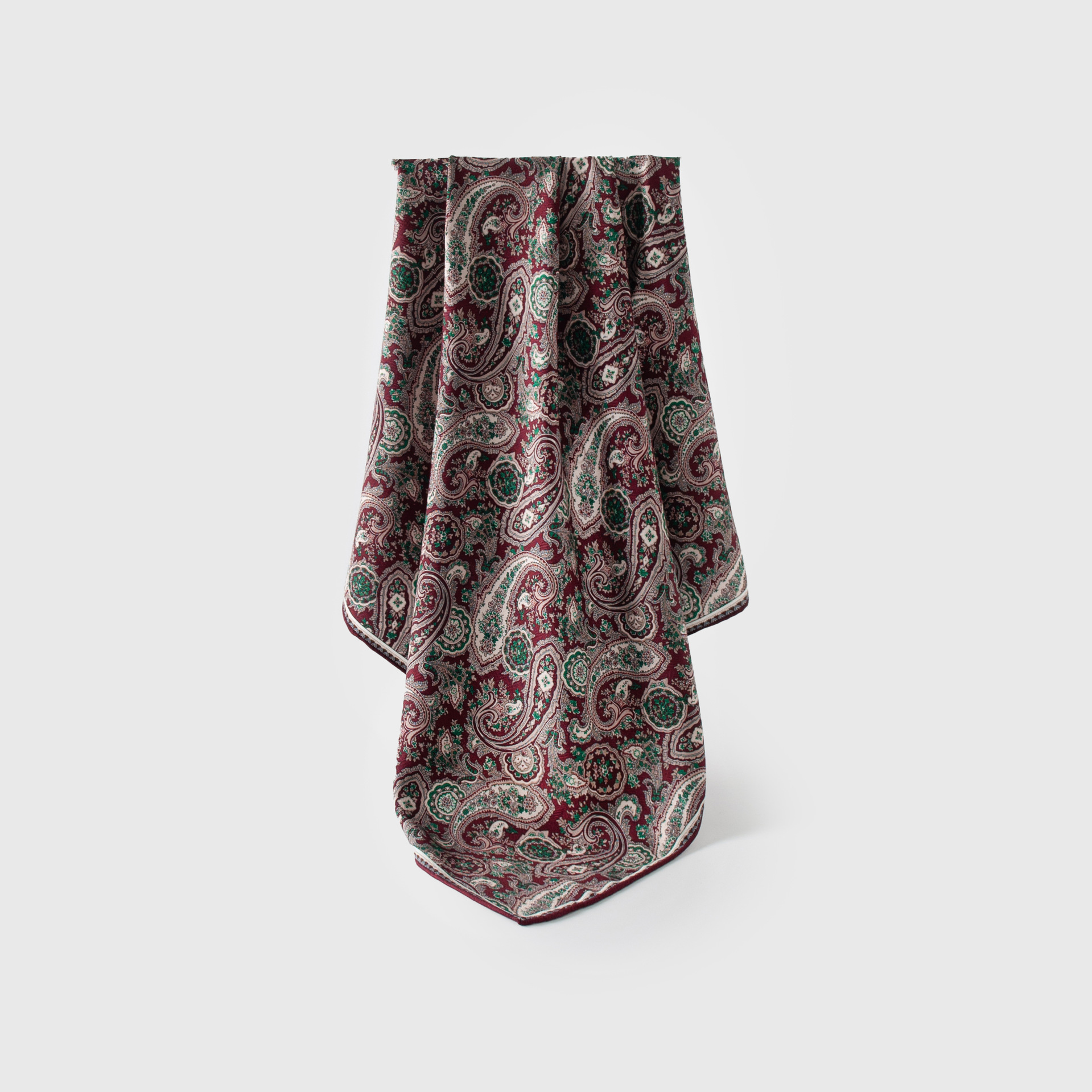 FHZ25-90068-3 Hand Rolled - Double Sided Floral Wine Red