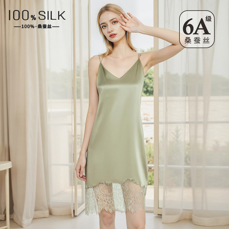 The 100% Mulberry Silk Slip Short Nightgown