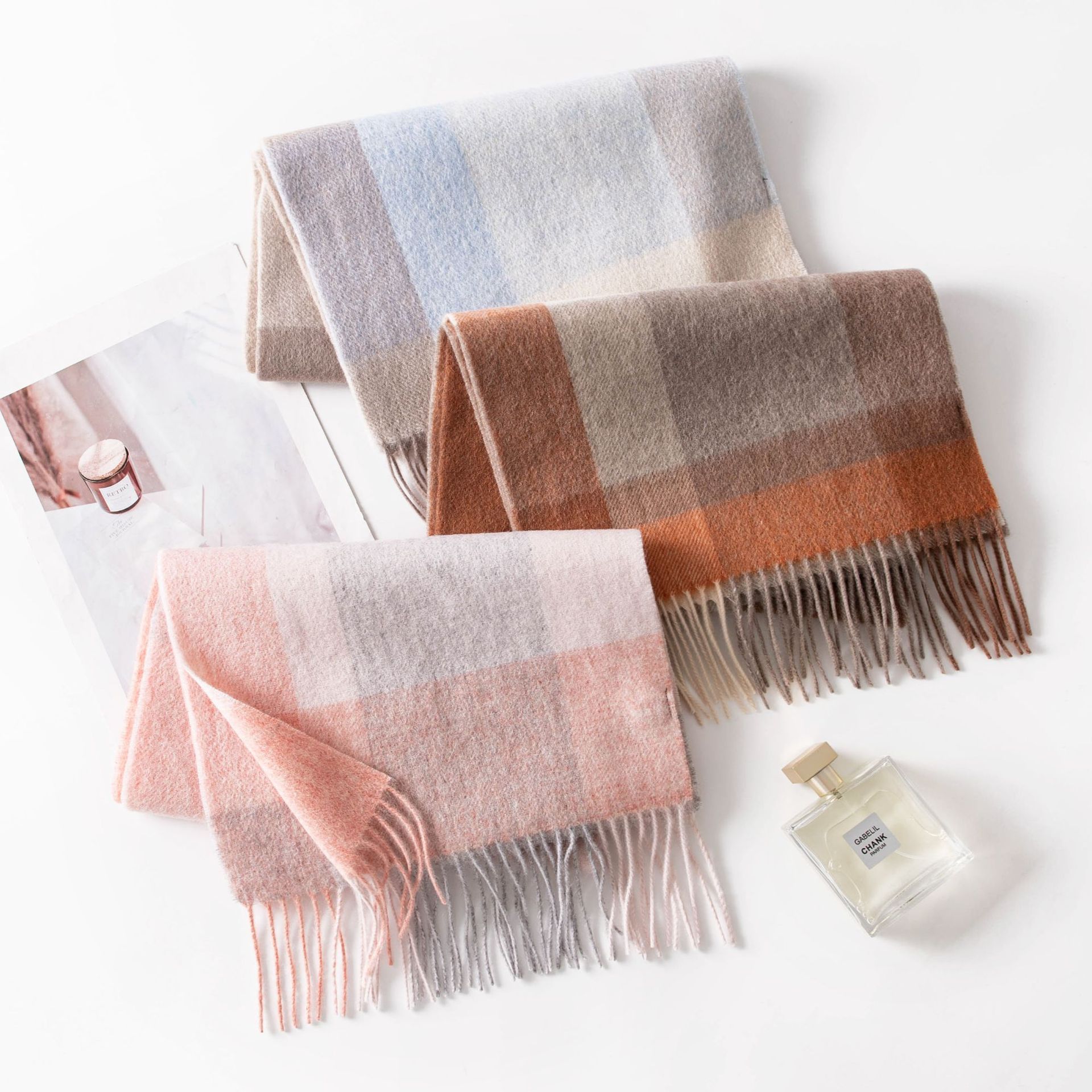 The 100% Wool Plaid Fringe Scarf