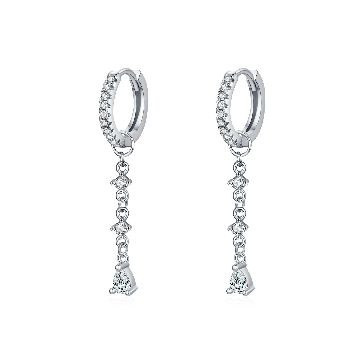 The S925 Silver Crystal Rhinestone Tassel Drop Ear Cuff - Image 5