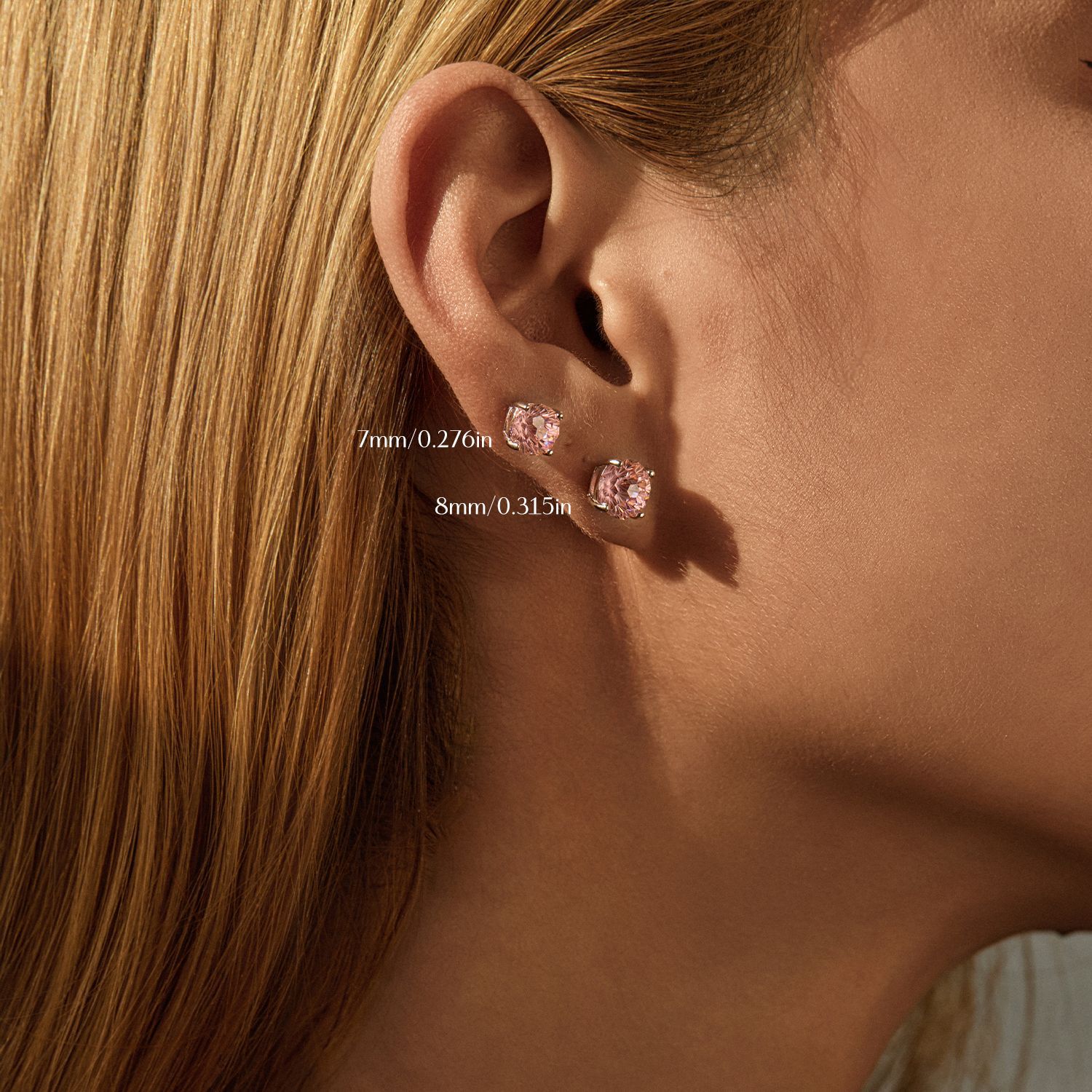 The S925 Sterling Silver Morganite Firework Stud Earrings - Image 3