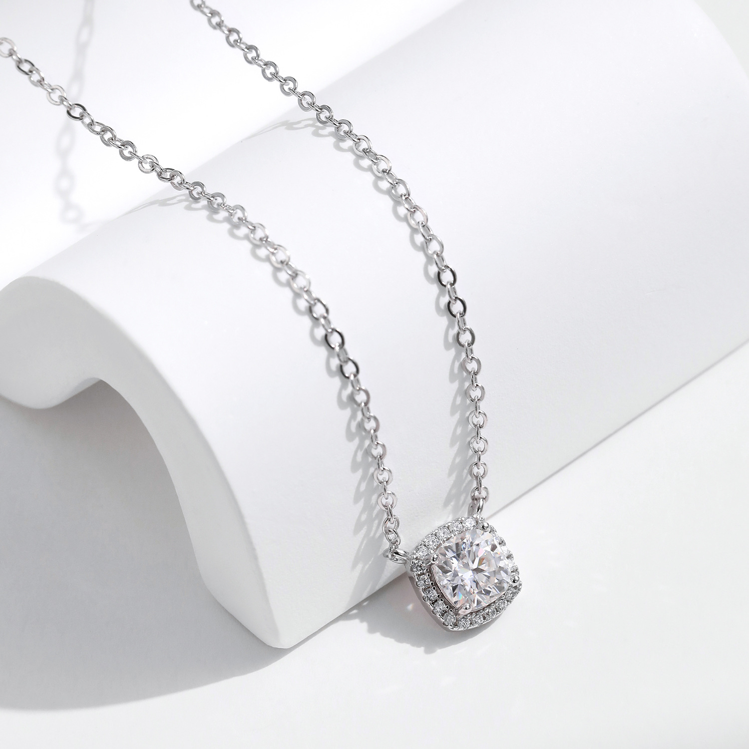 The 1 Carat Moissanite S925 Sterling Silver Square Sugar Necklace - Image 4
