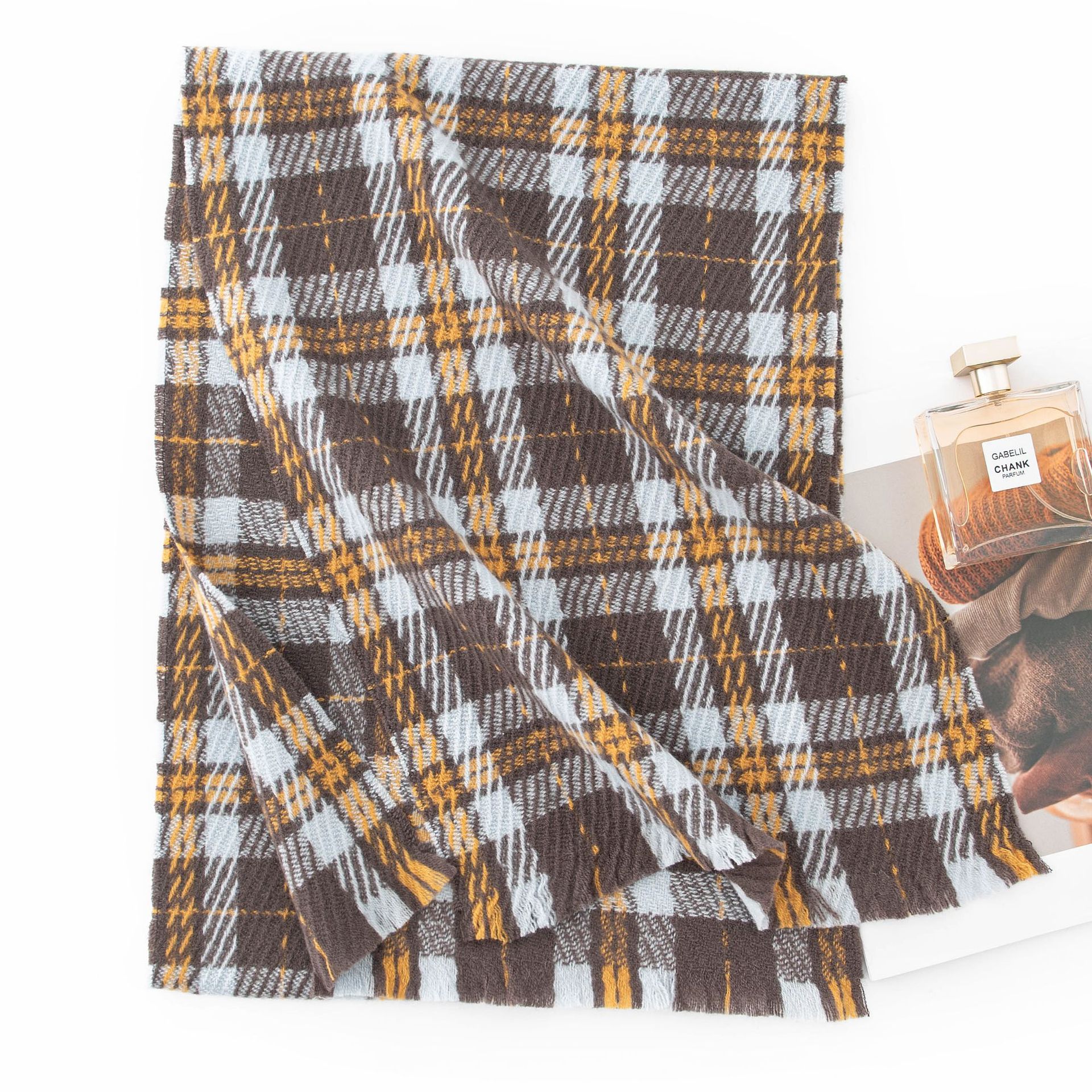 FHY24-7047-3 Twill Khaki Blue Plaid