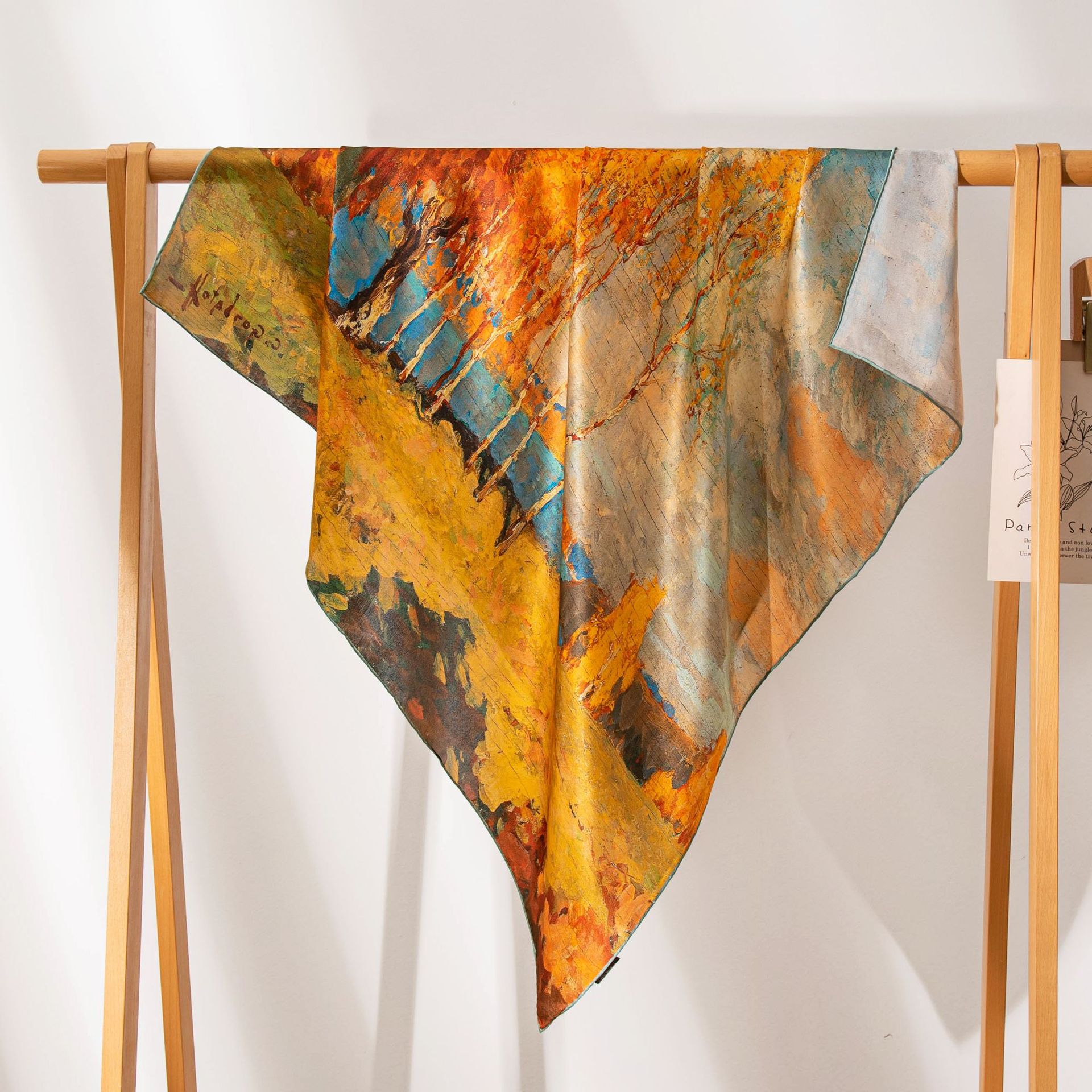 The Mulberry Silk Gold Square Neck Scarf - Image 2