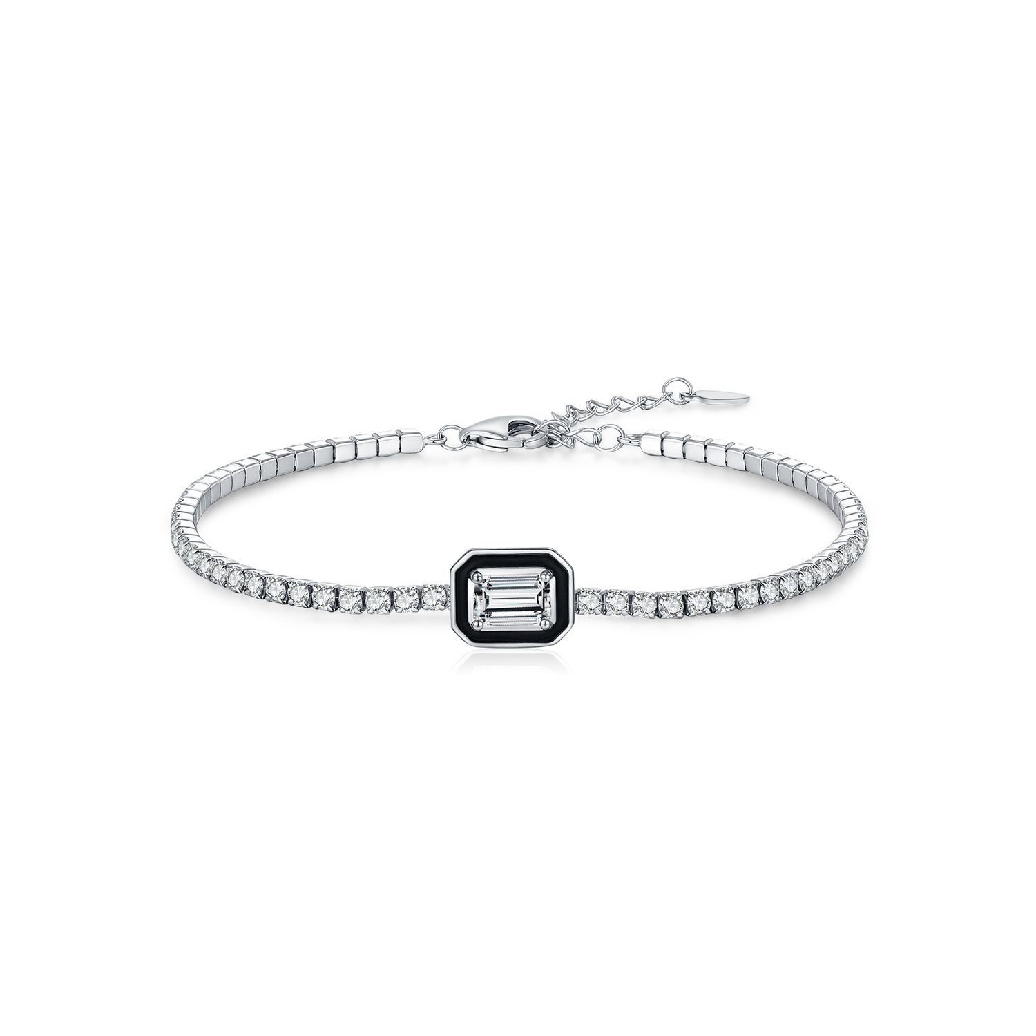 The S925 Sterling Silver Black Enamel Minimalist Bracelet - Image 5