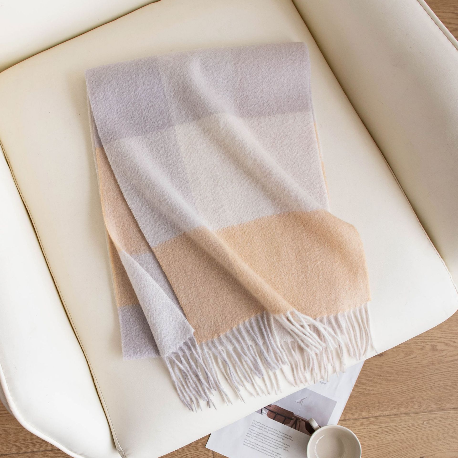 The Yellow Plaid 100% Cashmere Scarf