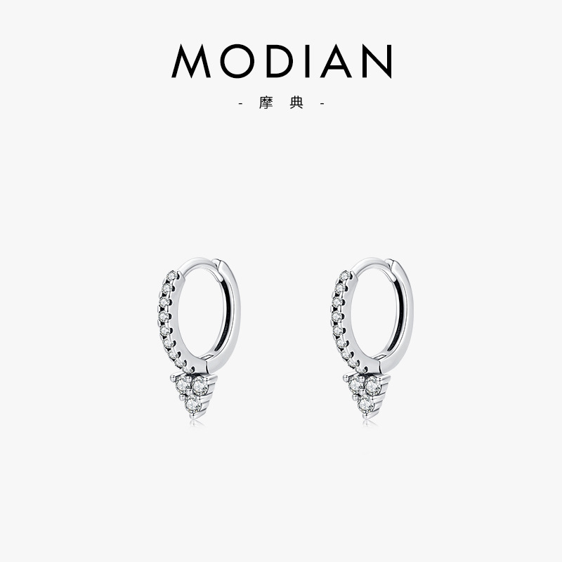 The S925 Sterling Silver Diamond Geometric Earrings