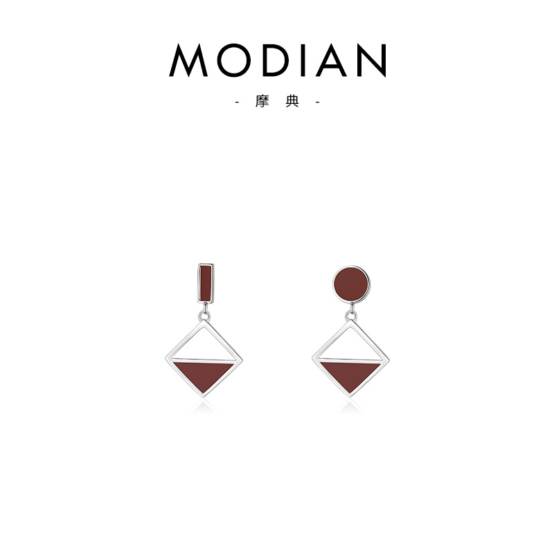 The S925 Silver Enamel Resin Irregular Stud Earrings - Image 5