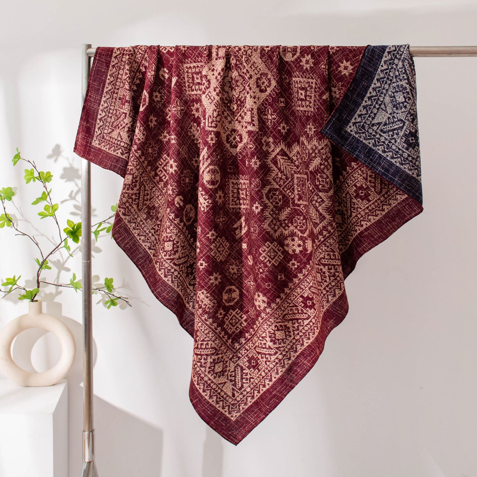 The Double-Sided Silk Wool Scarf with Cultural Pattern