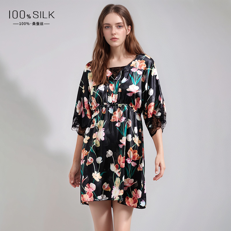 The Printed 100% Mulberry Silk Sleep Dress