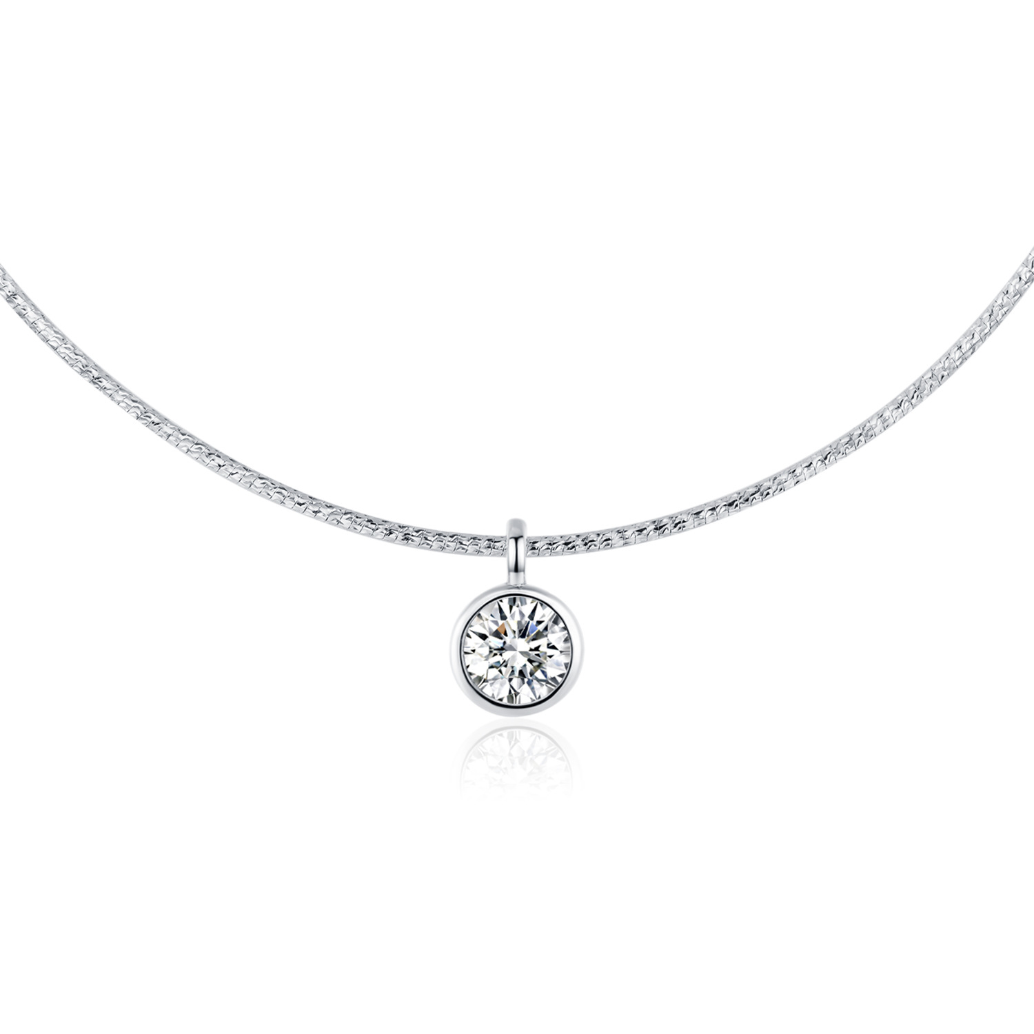 The S925 Silver Bubble Single Diamond Choker Necklace - Image 5
