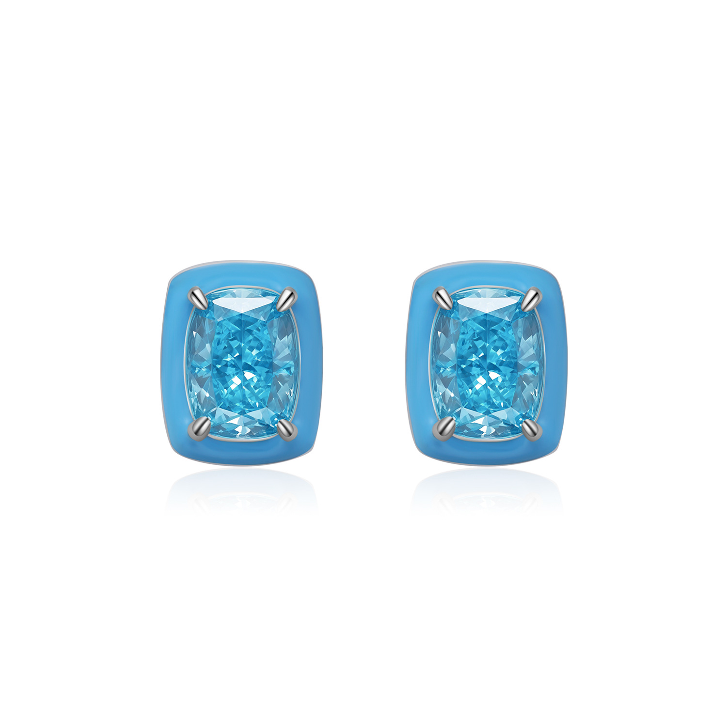 The S925 Sterling Silver Geometric Ice Blue Crystal Earrings - Image 5