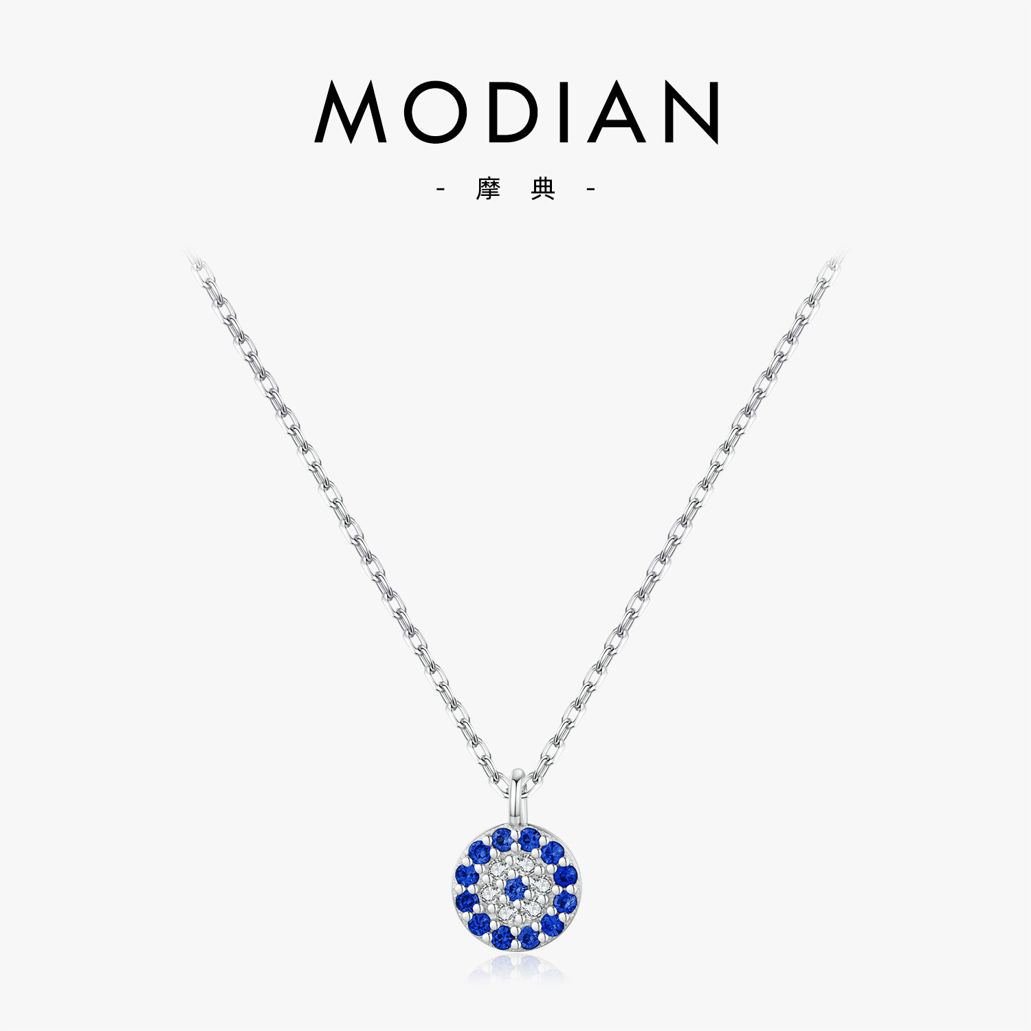 The S925 Sterling Silver Blue Eye Zirconia Necklace