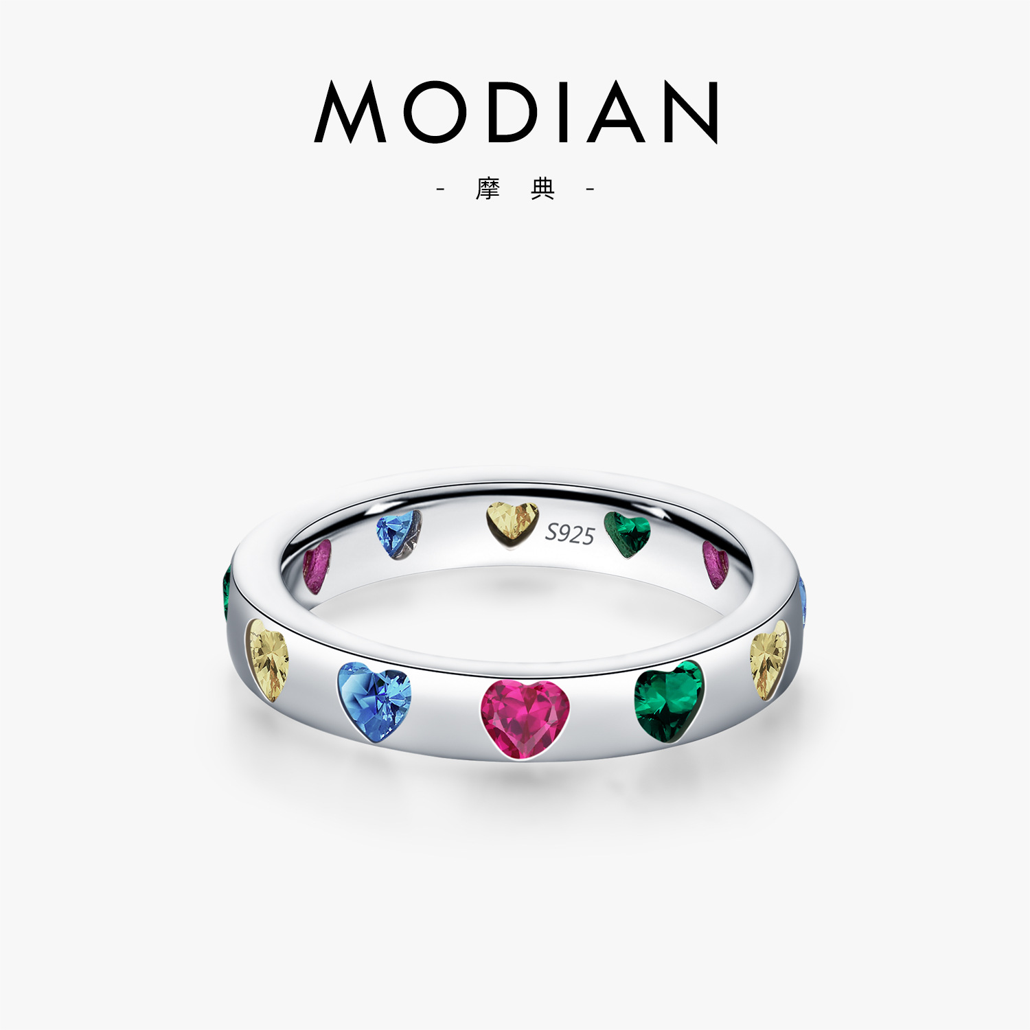 The S925 Silver Sweet Heart Zircon Ring