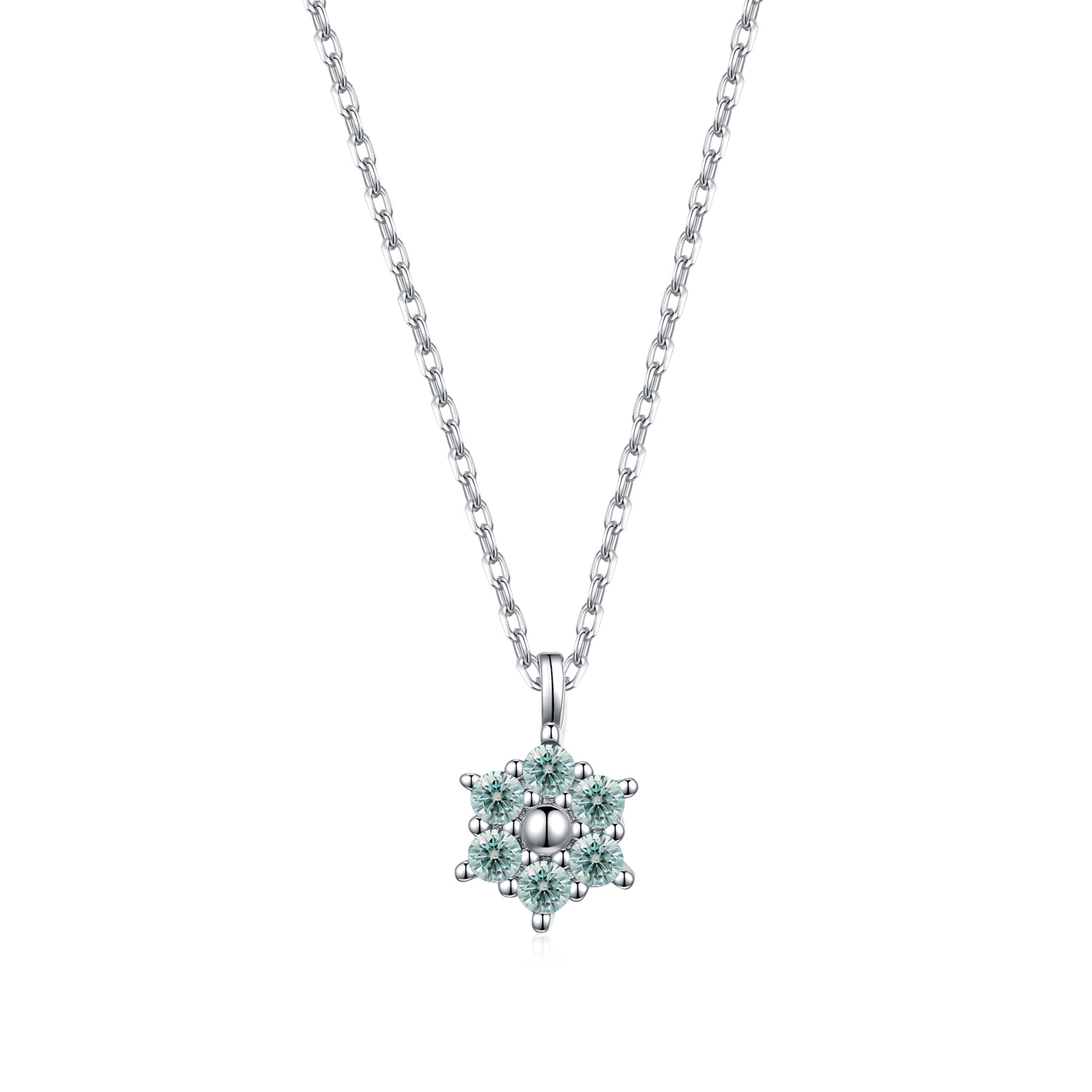 The Teal Moissanite S925 Sterling Silver Snowflake Necklace - Image 5