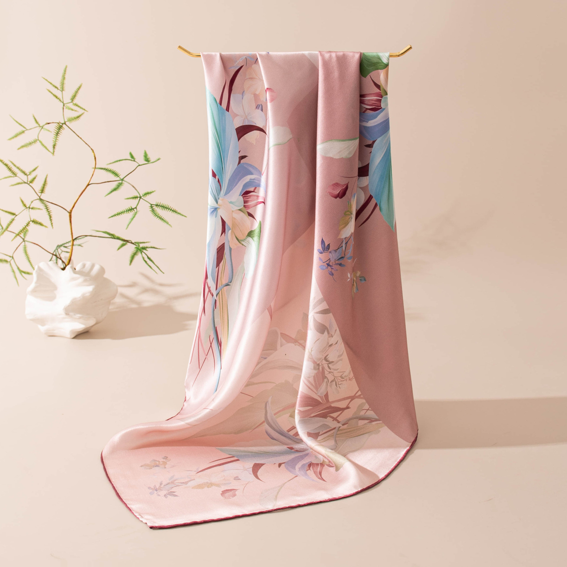 The Mulberry Silk Floral Print Neck Scarf - Image 3