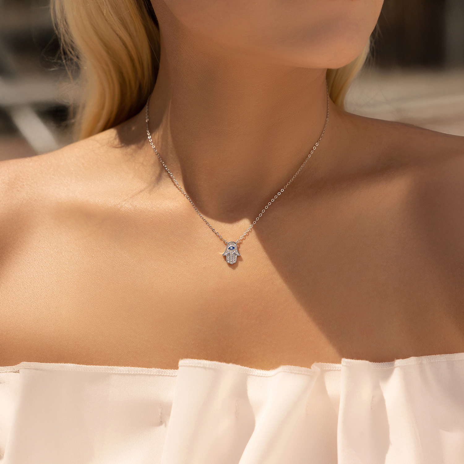 The S925 Sterling Silver Cute Palm Pendant Collarbone Necklace - Image 2