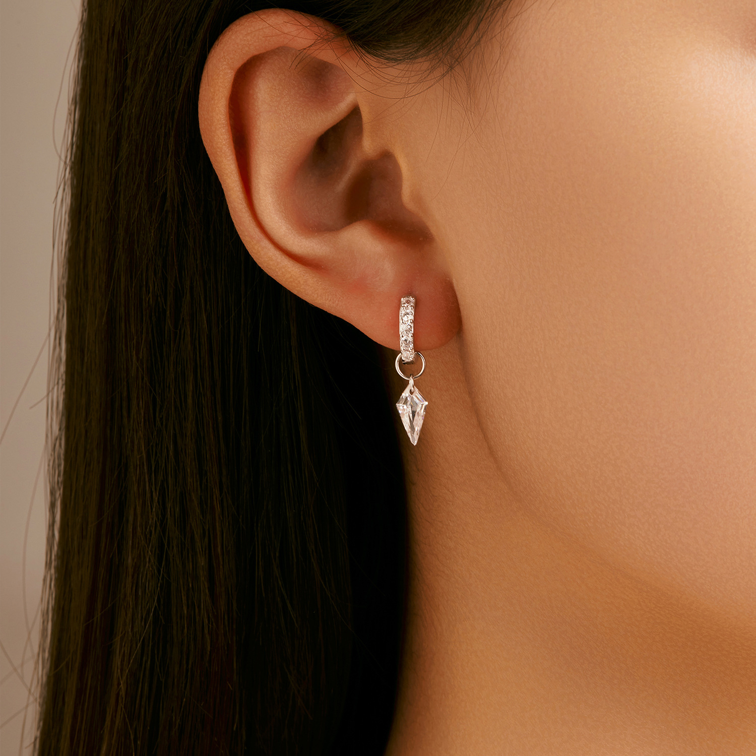 The S925 Sterling Silver Rhinestone Drop Earrings - Image 2