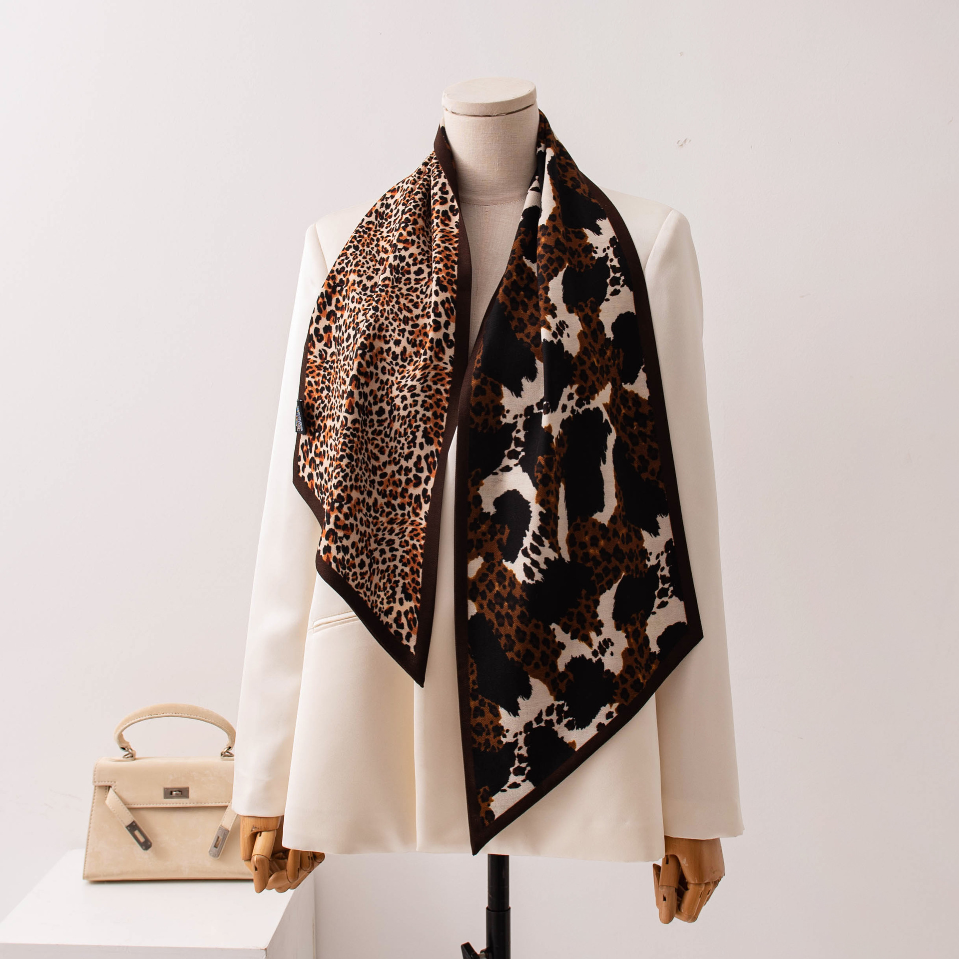 The Leopard Print Double Layer Silk Wool Shawl