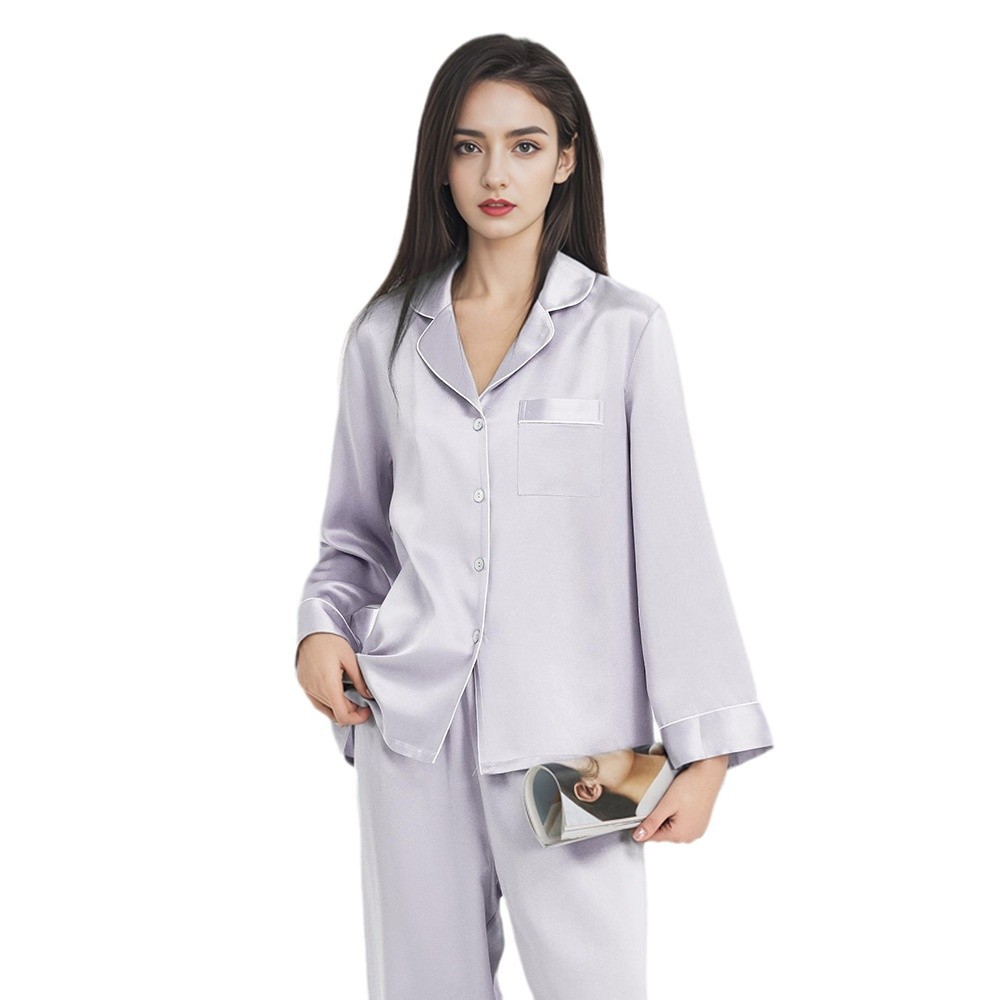 The 19 Momme 100% Mulberry Silk Long Sleeve Pajama Set - Image 2