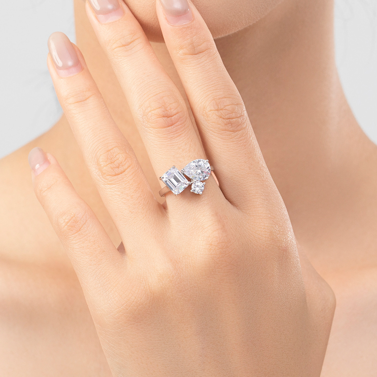 The S925 Sterling Silver Geometric Zircon Ring - Image 2