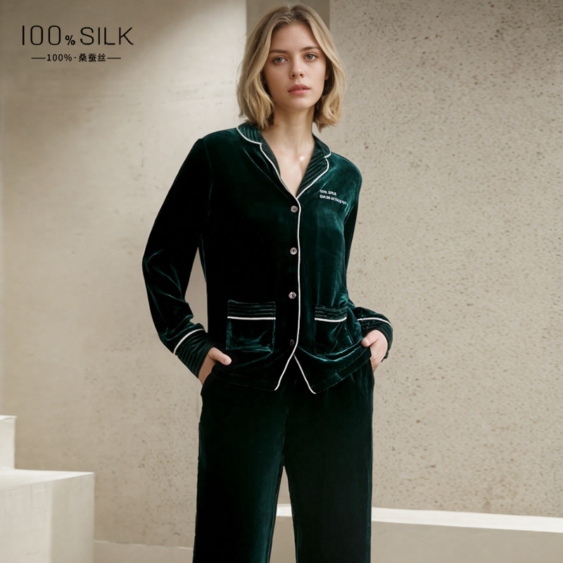 The 100% Mulberry Silk Warm Pajama Set
