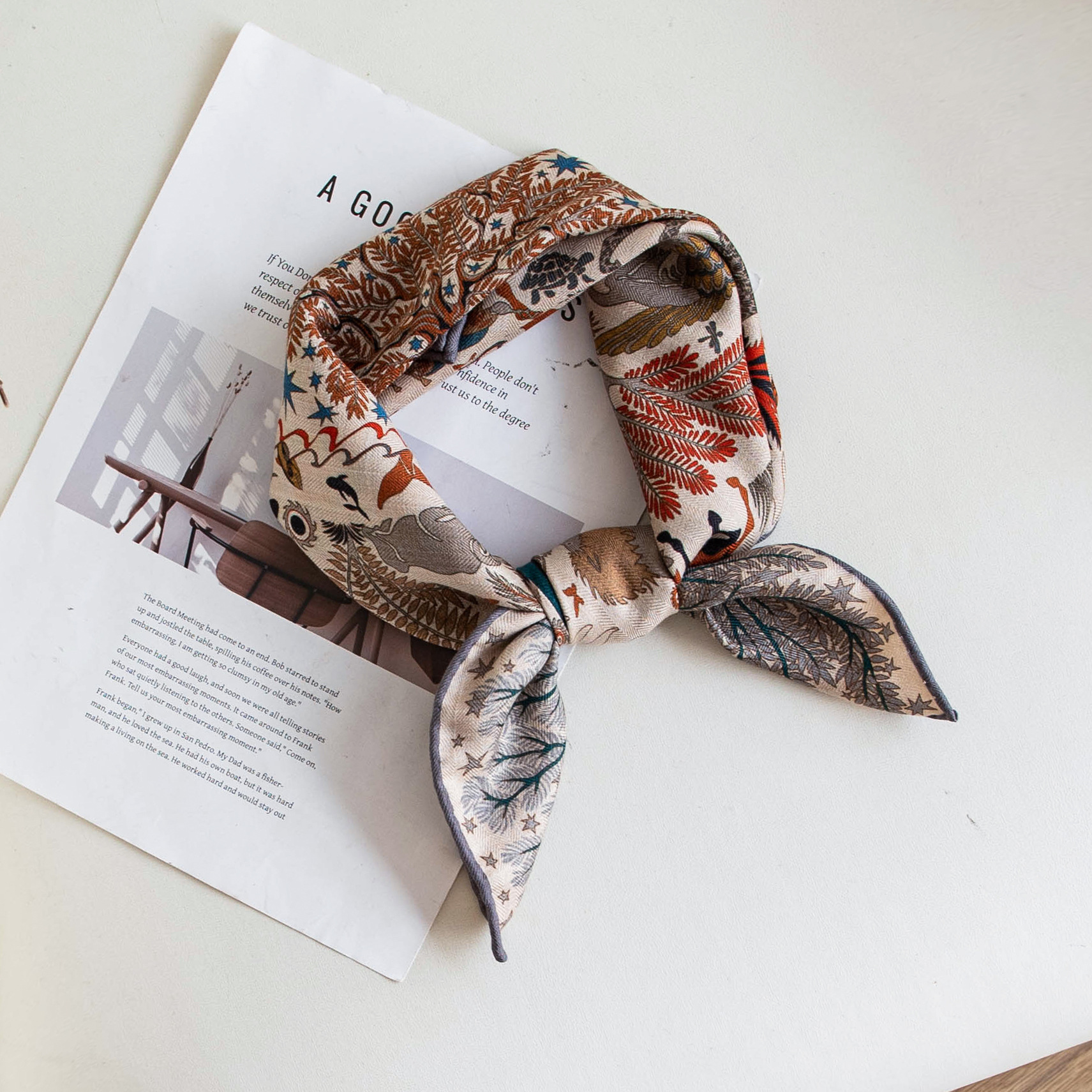 The Silk Wool Thin Square Scarf - Image 4