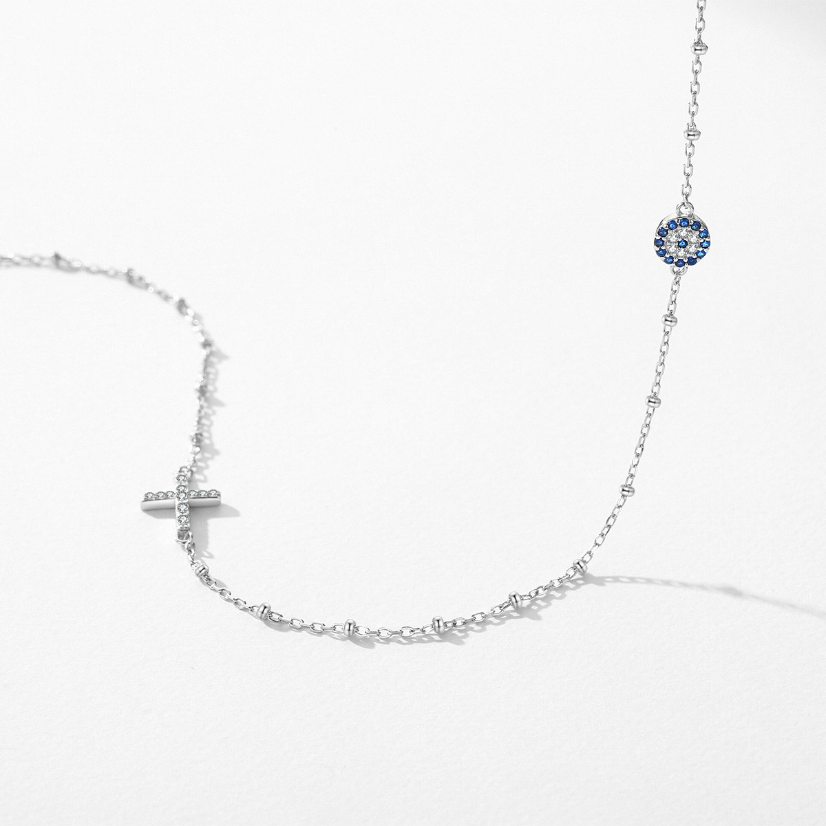 The S925 Sterling Silver Blue Eye Pendant Choker - Image 4