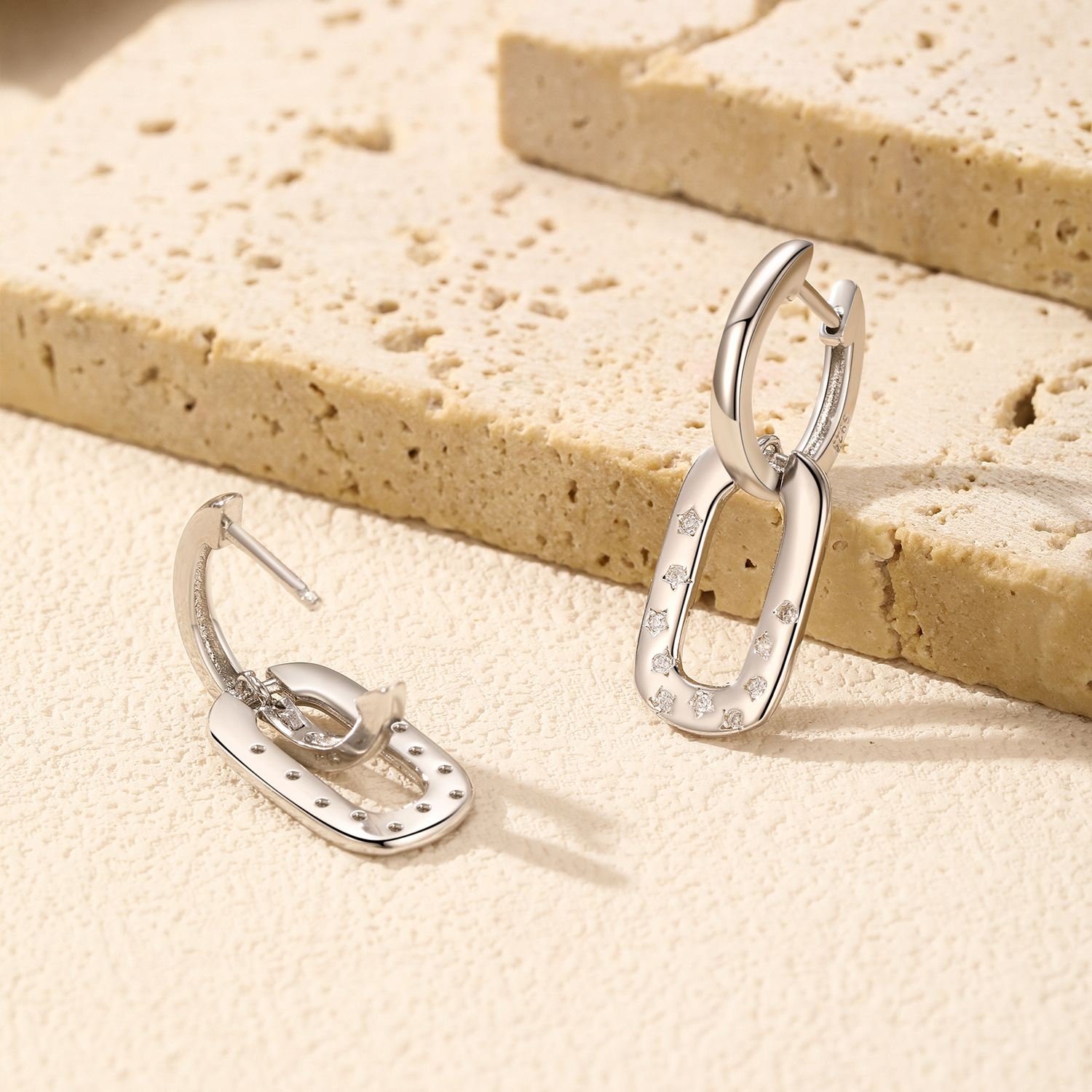 The S925 Silver Geometric Star Stud Earrings - Image 4