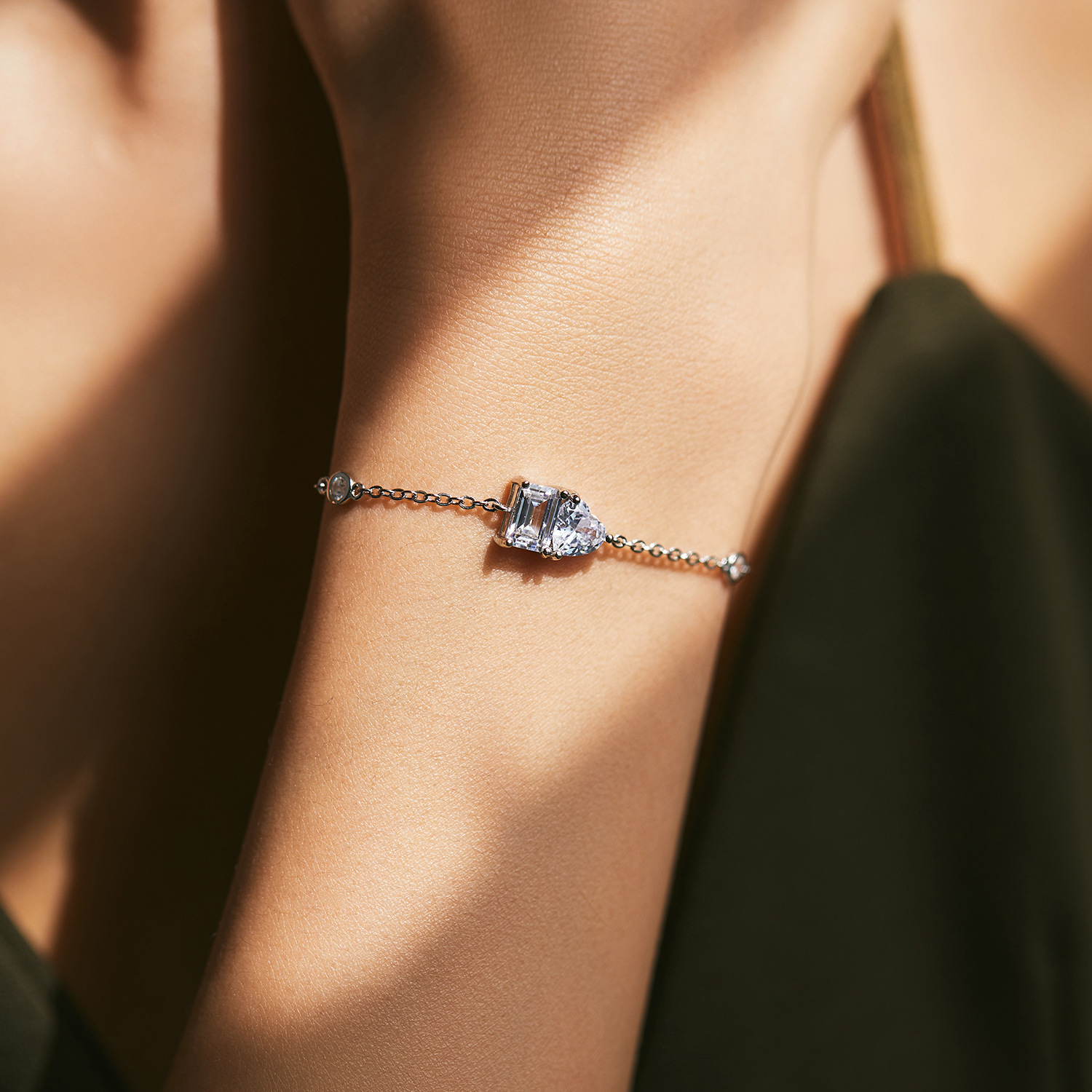 The Geometric Diamond Sterling Silver Bracelet - Image 2