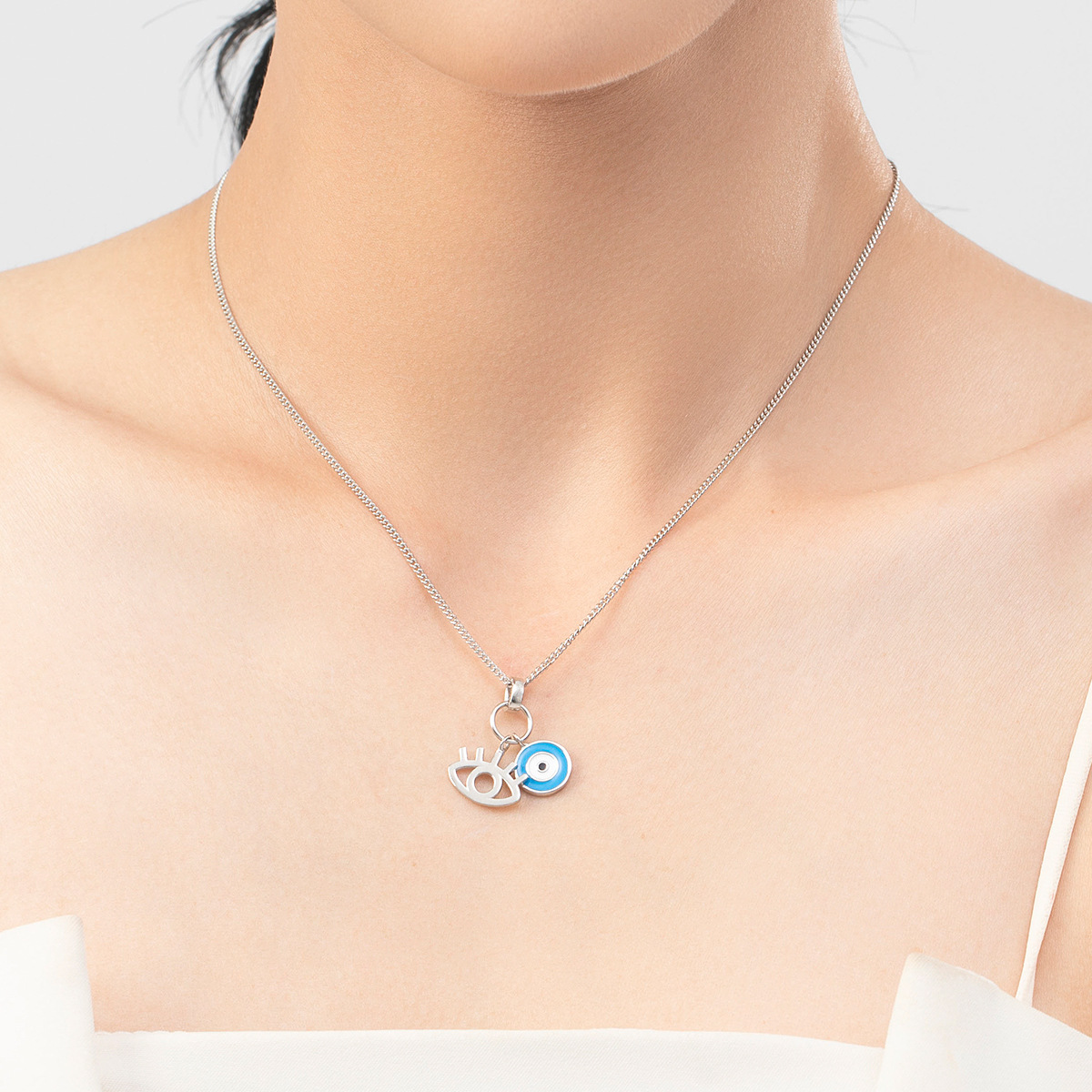 The Enamel Blue Eye Collarbone Necklace - Image 2