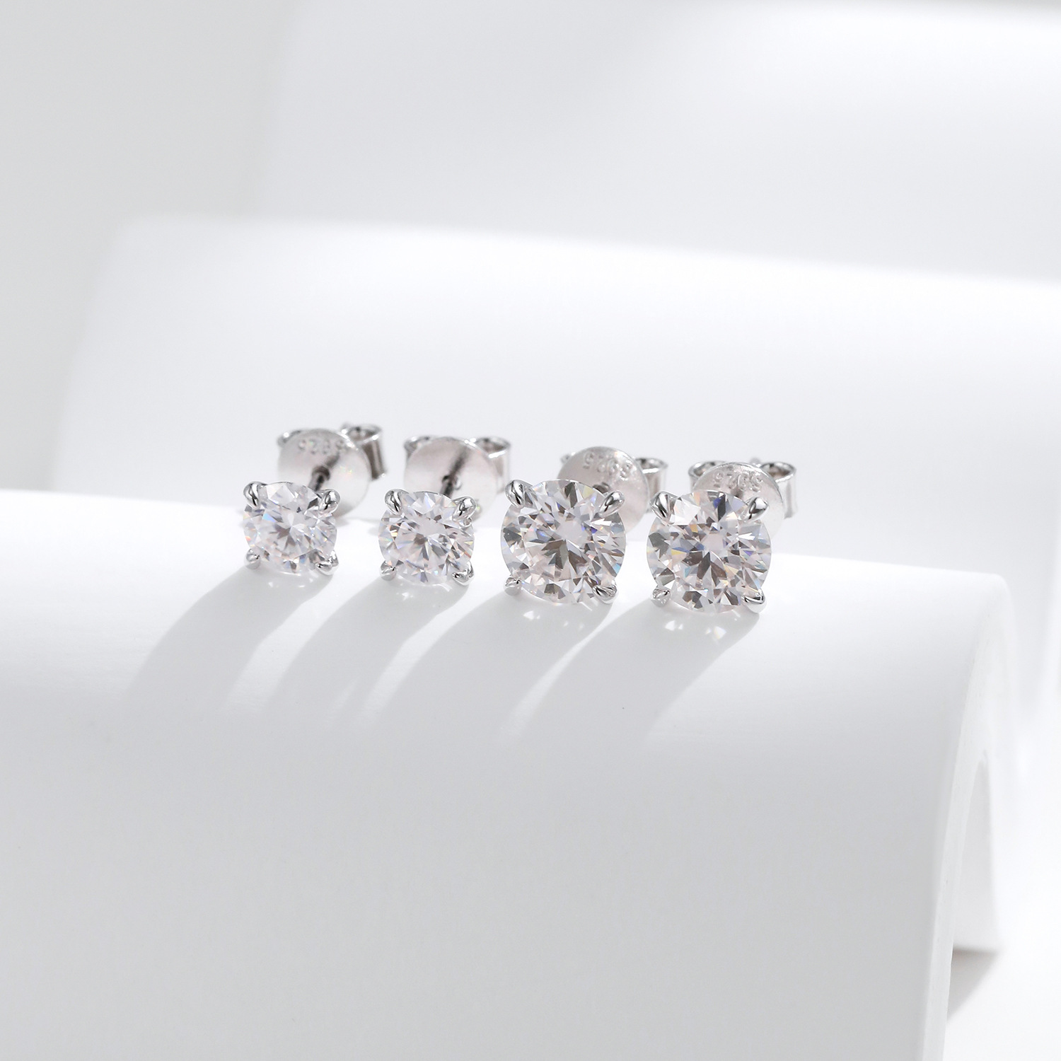 The Four-Prong Moissanite S925 Sterling Silver Stud Earrings - Image 4