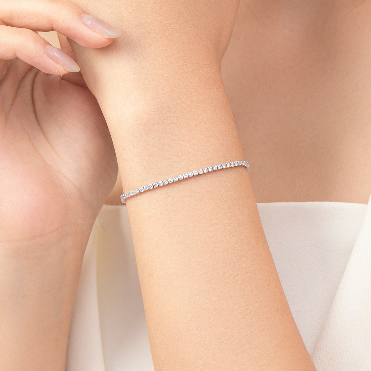 The S925 Sterling Silver Sparkling Rhinestone Bracelet - Image 2