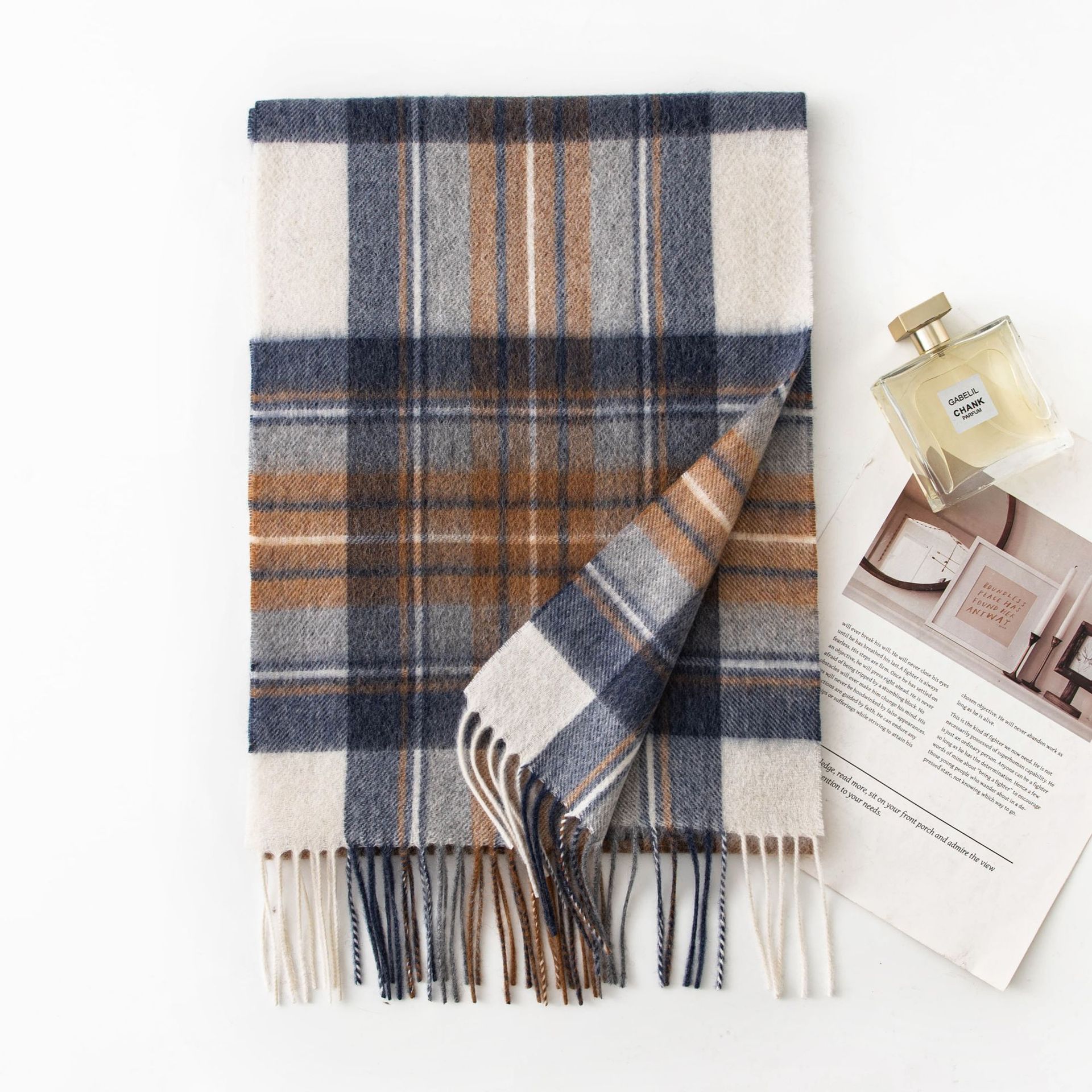 FHY25-7121-3 Blue White Brown Plaid