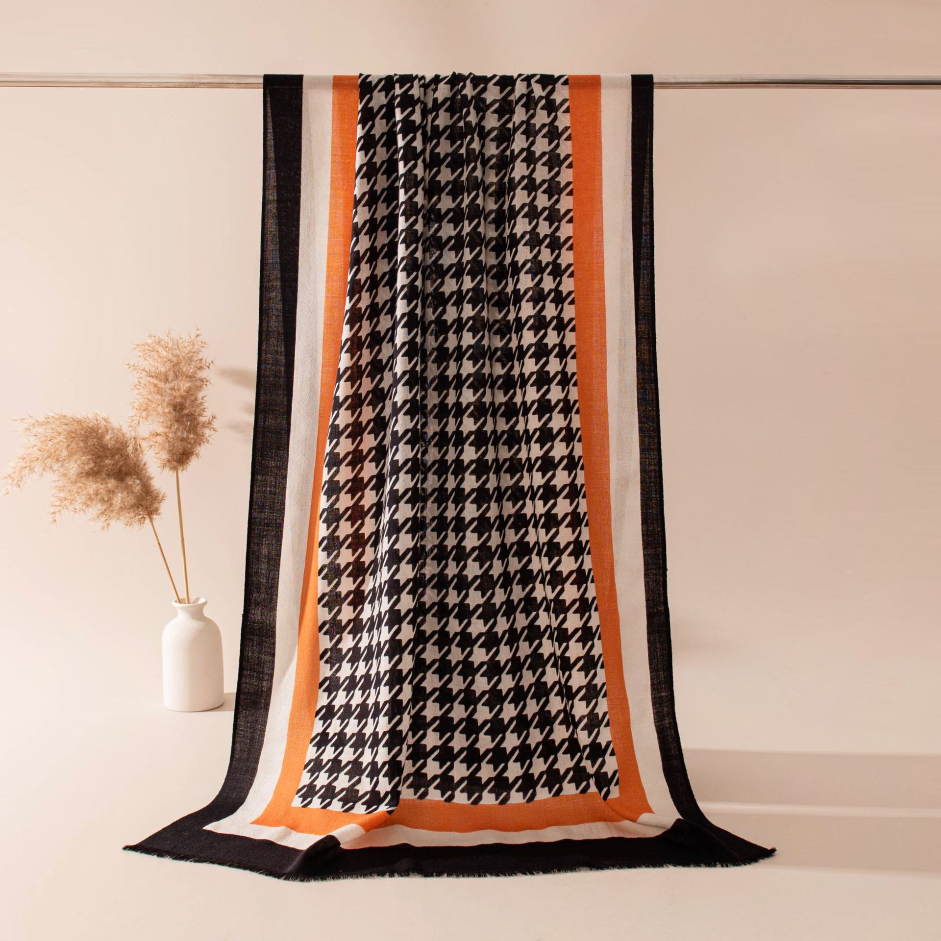 The Printed Wool Scarf with Neck Warmer