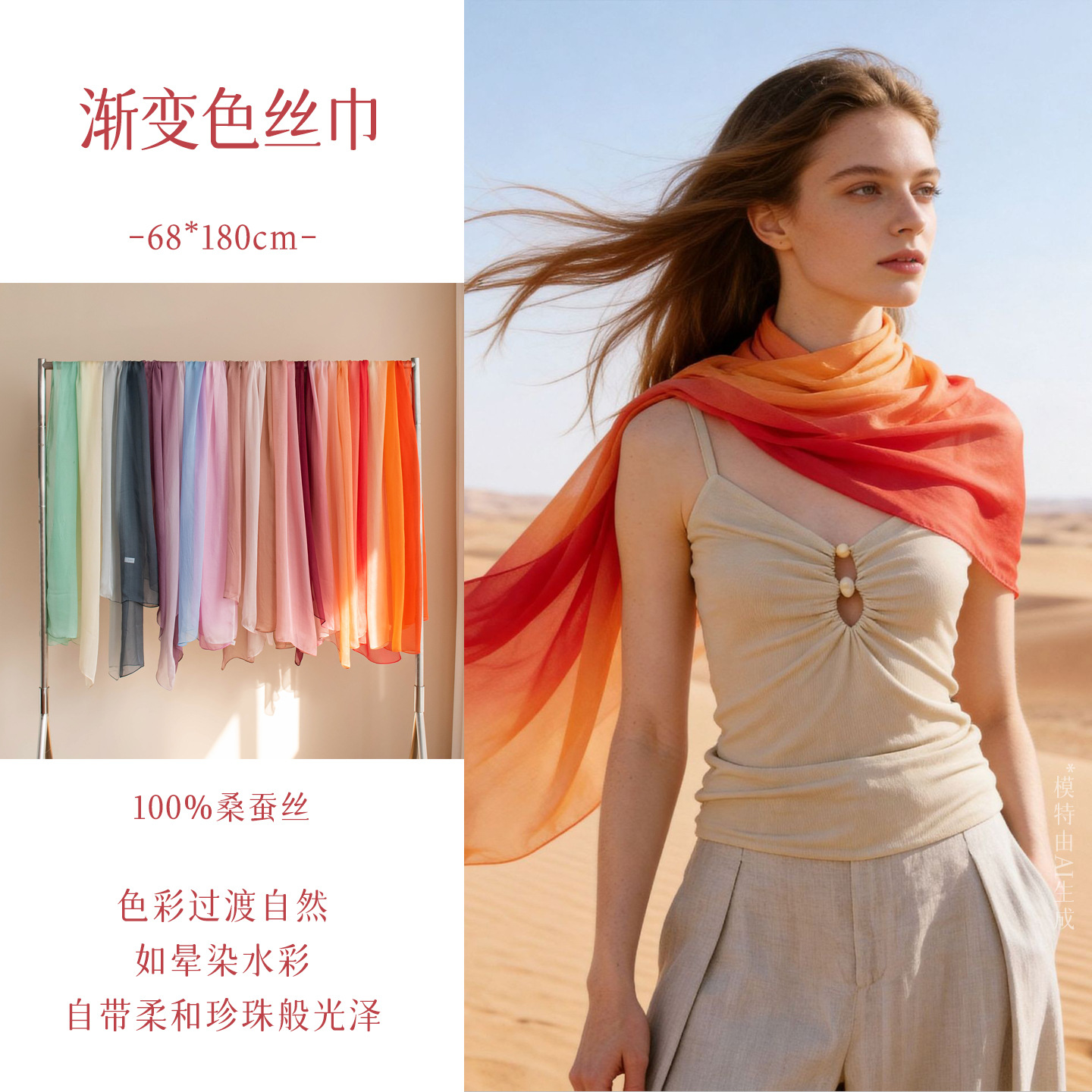 The Hand-Painted Gradient Silk Shawl