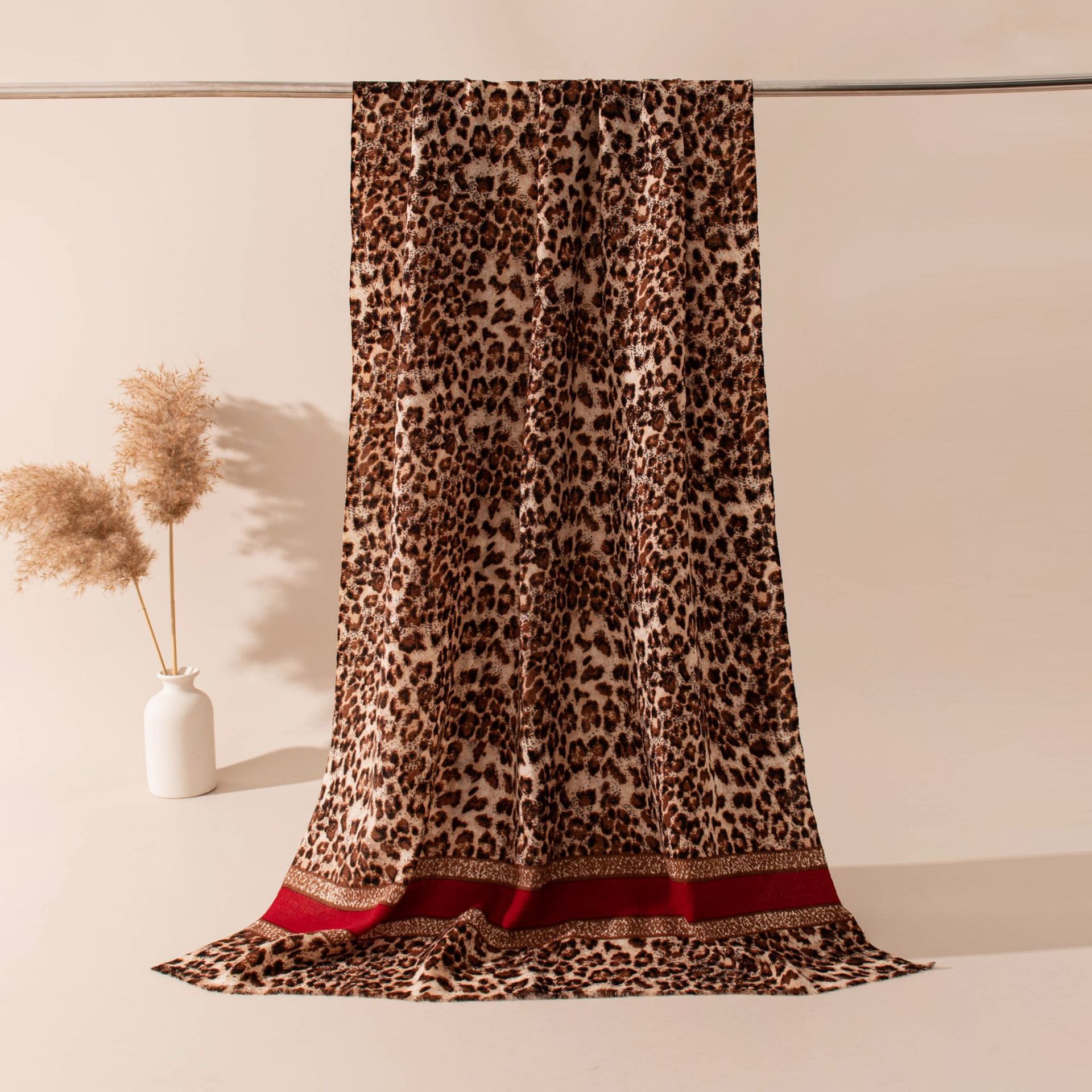 The Leopard Print Wool Thin Scarf