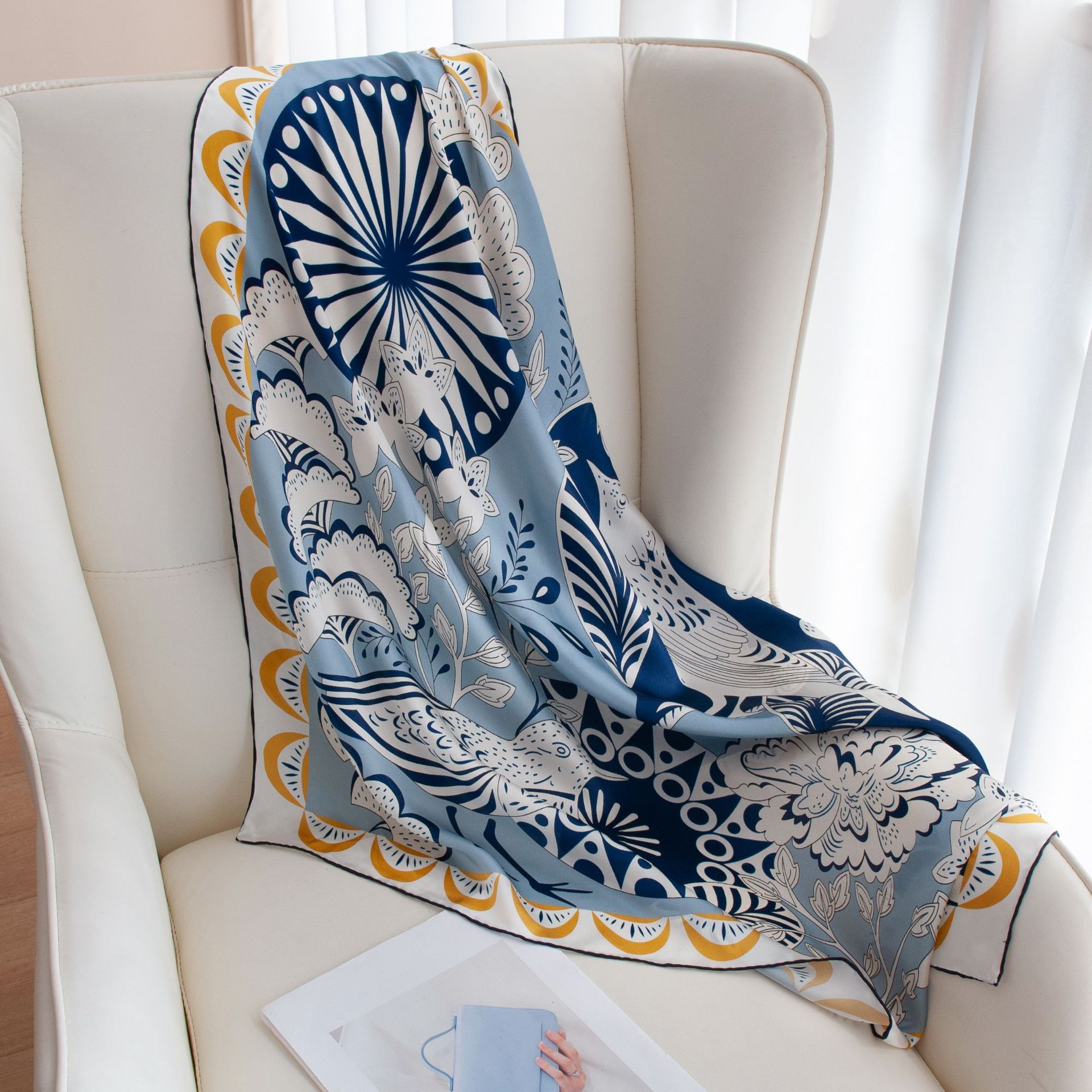 The Mulberry Silk Square Scarf with Fashion Print