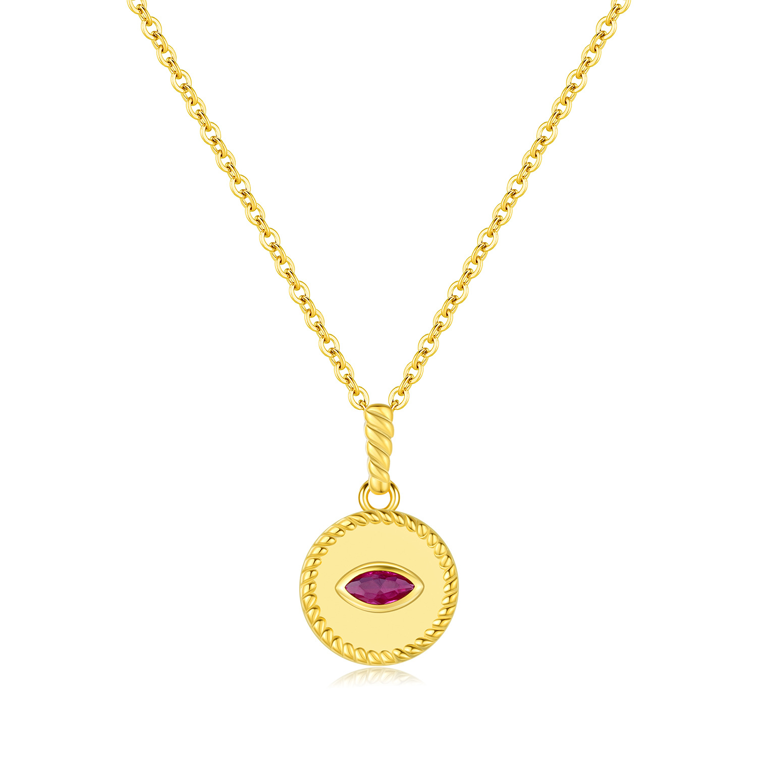 The S925 Sterling Silver Pigeon Blood Red Simulated Gemstone Pendant Necklace - Image 5