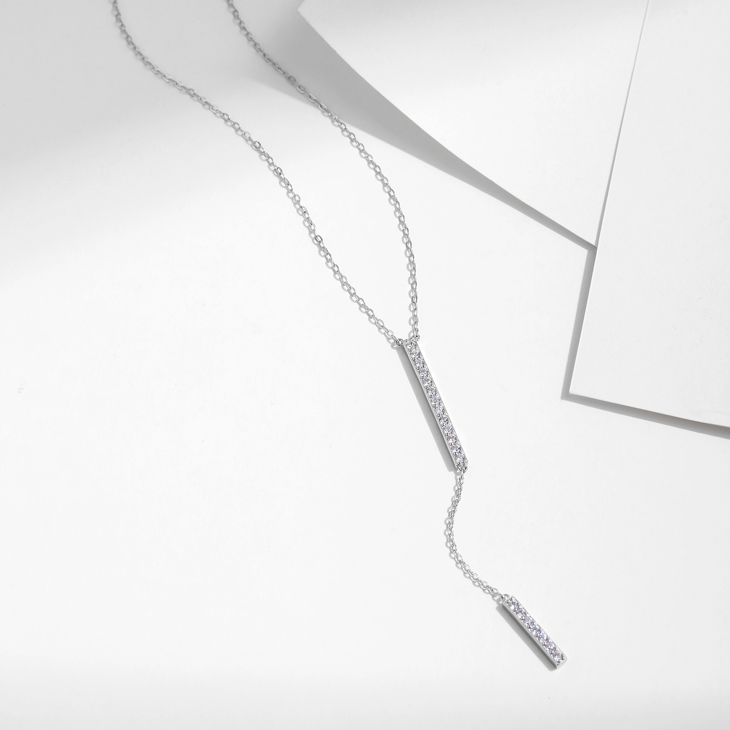 The Full Diamond S925 Sterling Silver Y Chain Necklace - Image 4