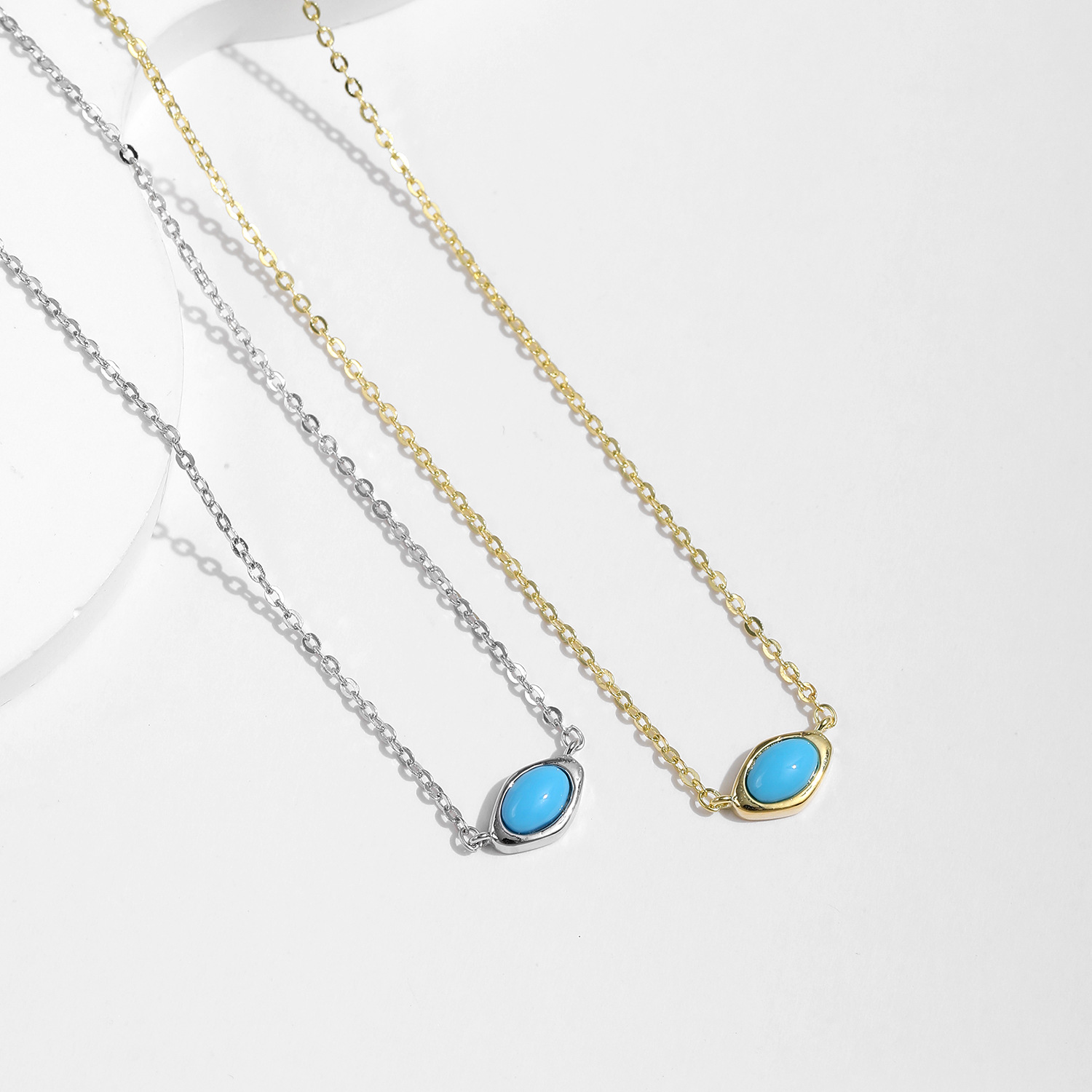 The S925 Silver Irregular Turquoise Layered Choker Necklace - Image 4