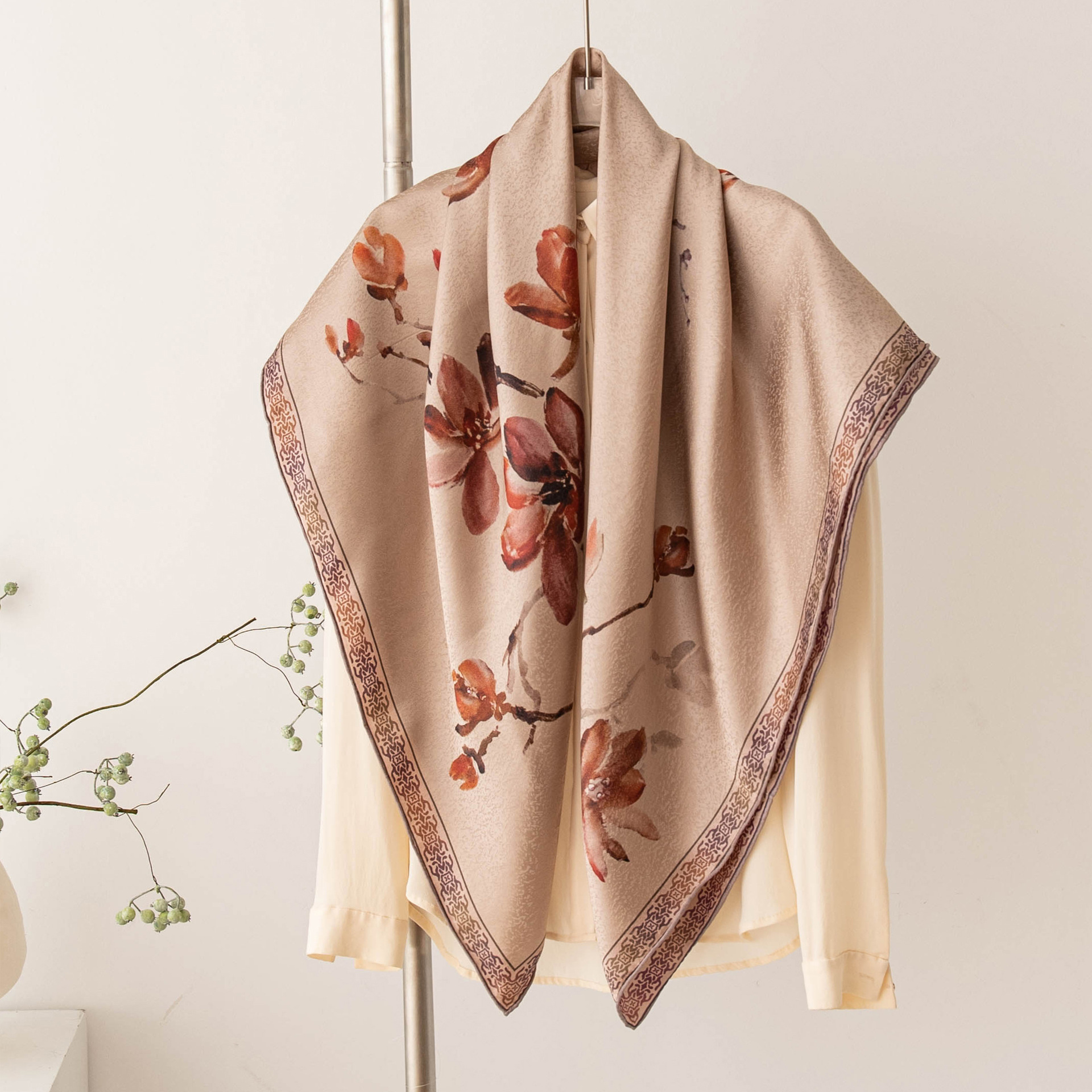 The Double-Sided Printed Mulberry Silk Wrap