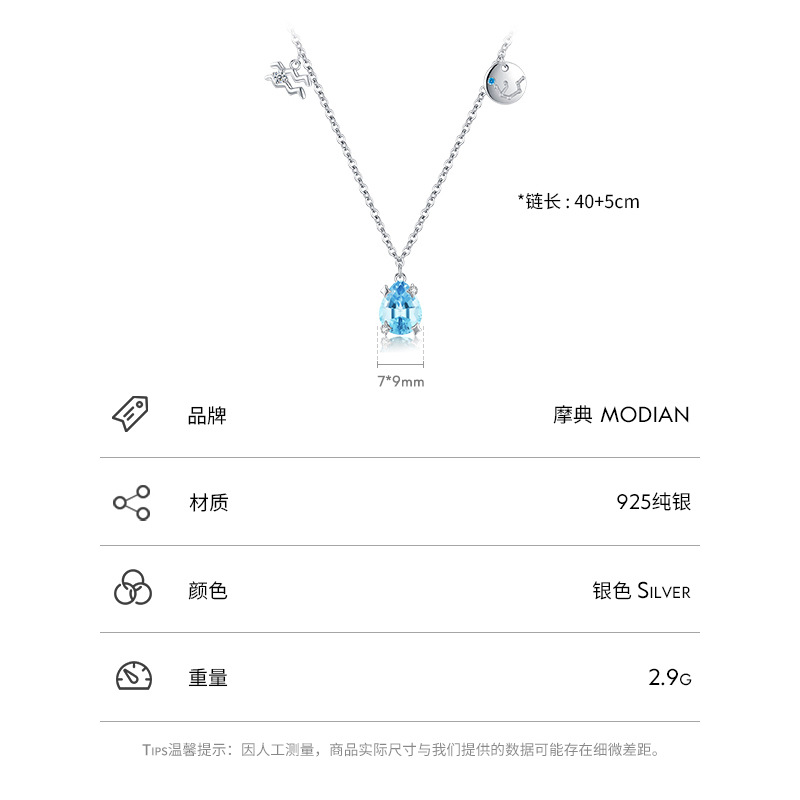 The S925 Sterling Silver Aquamarine Drop Zodiac Necklace - Image 3