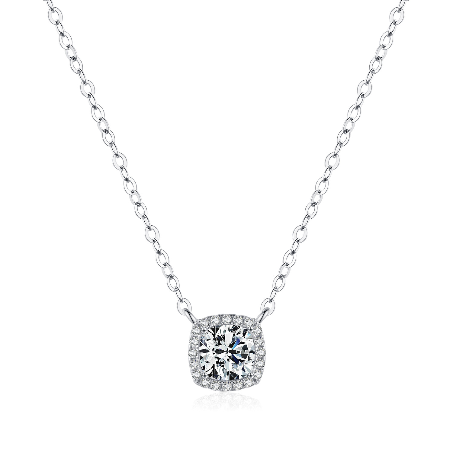 The 1 Carat Moissanite S925 Sterling Silver Square Sugar Necklace - Image 5
