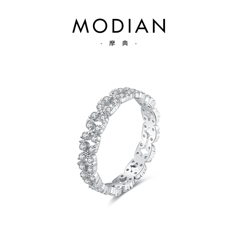 The S925 Sterling Silver Geometric Full Diamond Ring - Image 5