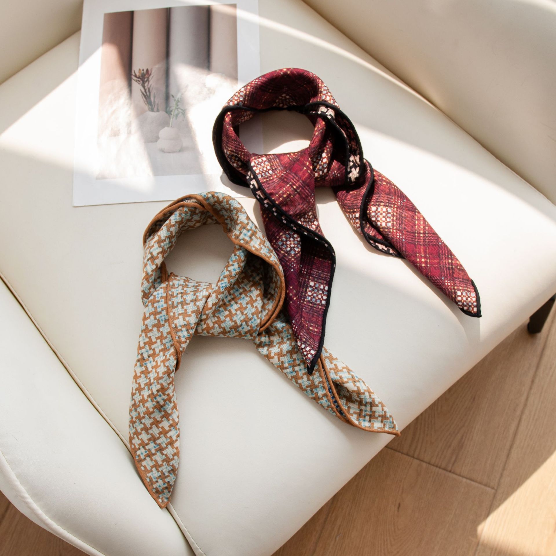 The Houndstooth Silk Wool Reversible Neck Scarf - Image 5